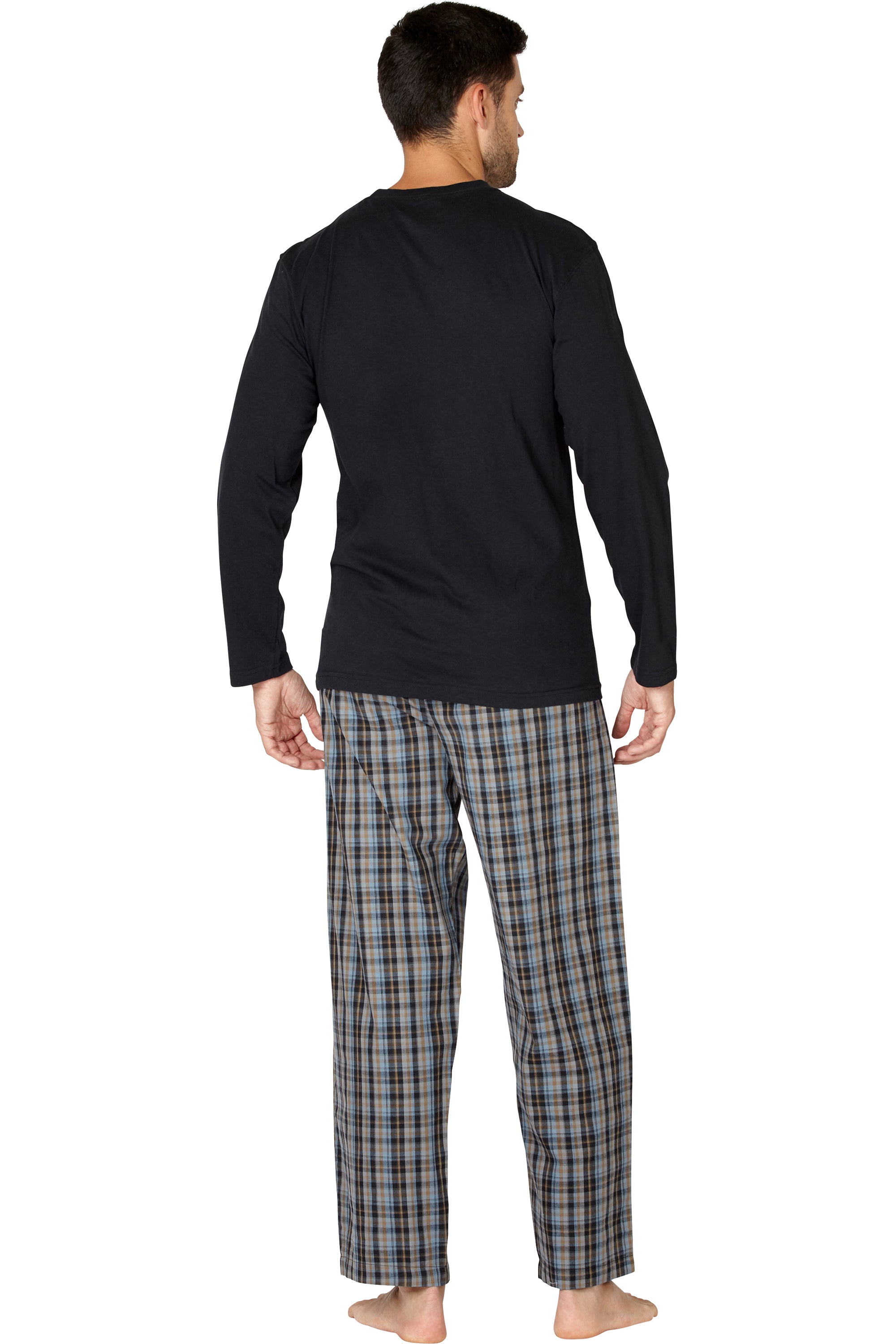 Intimo Men's Woven Pant With Long Sleeve Screen Print T-Shirt Set