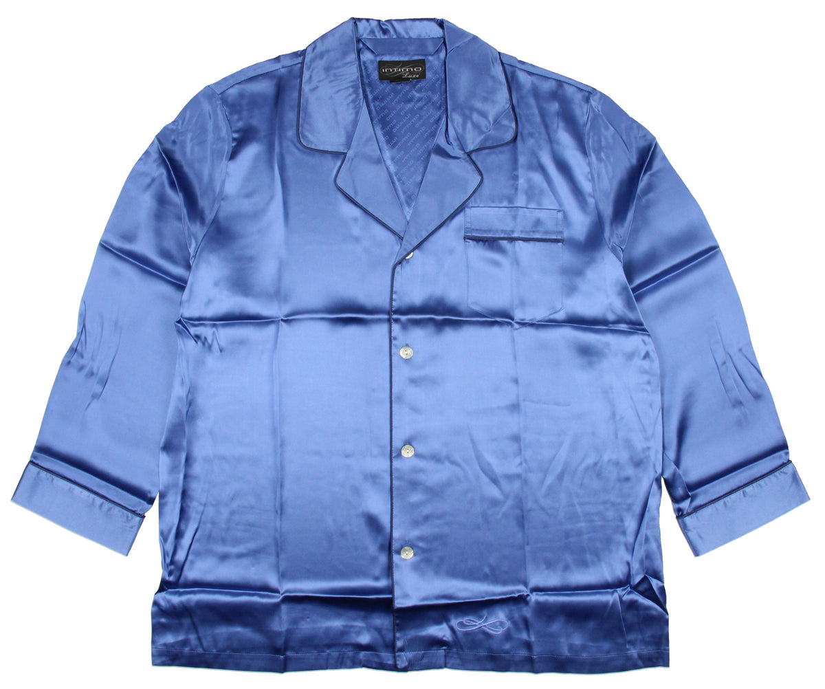 INTIMO Men's Silk Pajama Long-Sleeve Adult T-Shirt Loungewear
