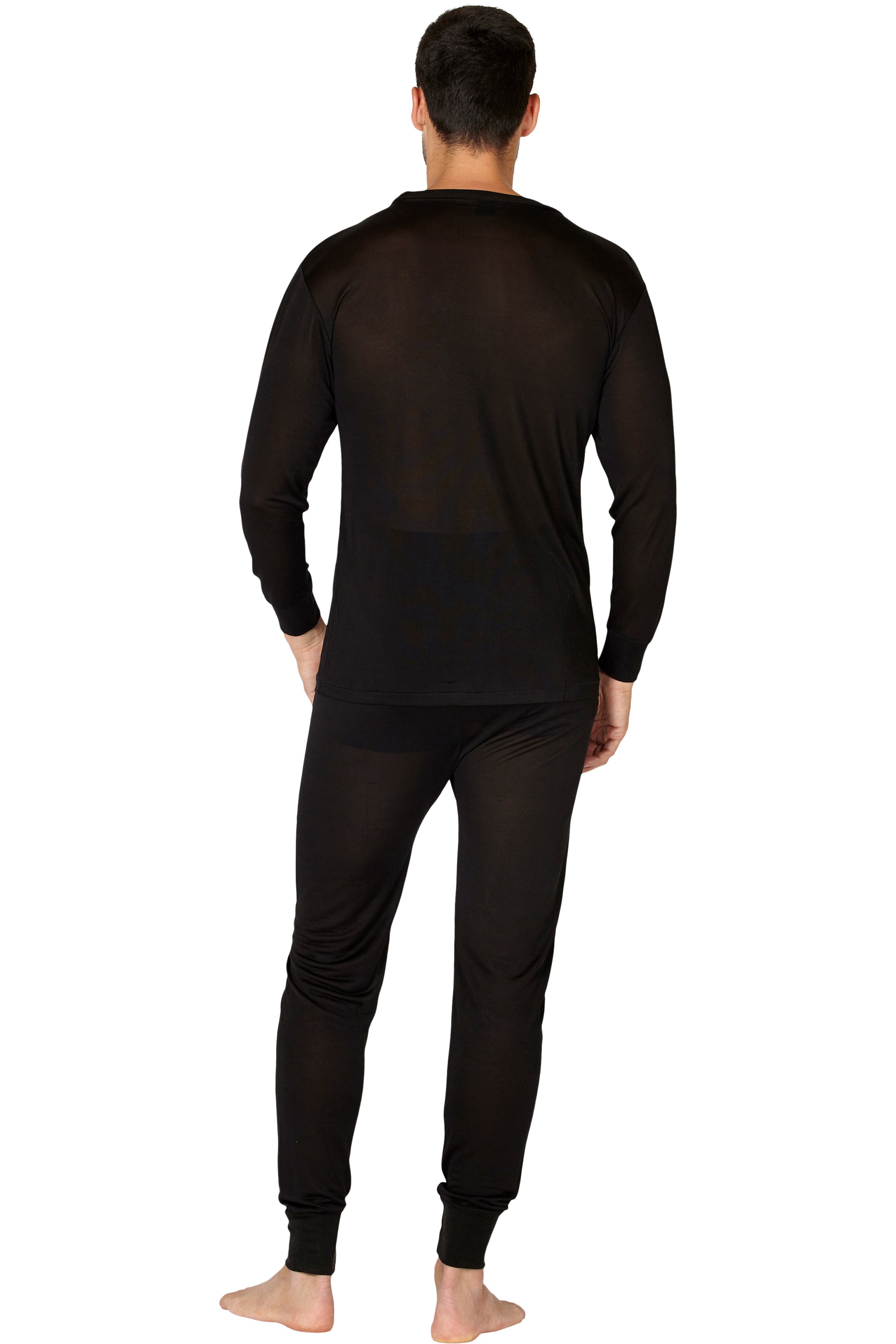 INTIMO Men's Classic Silk Long-Sleeve Pajama T-Shirt Loungewear Sleepwear