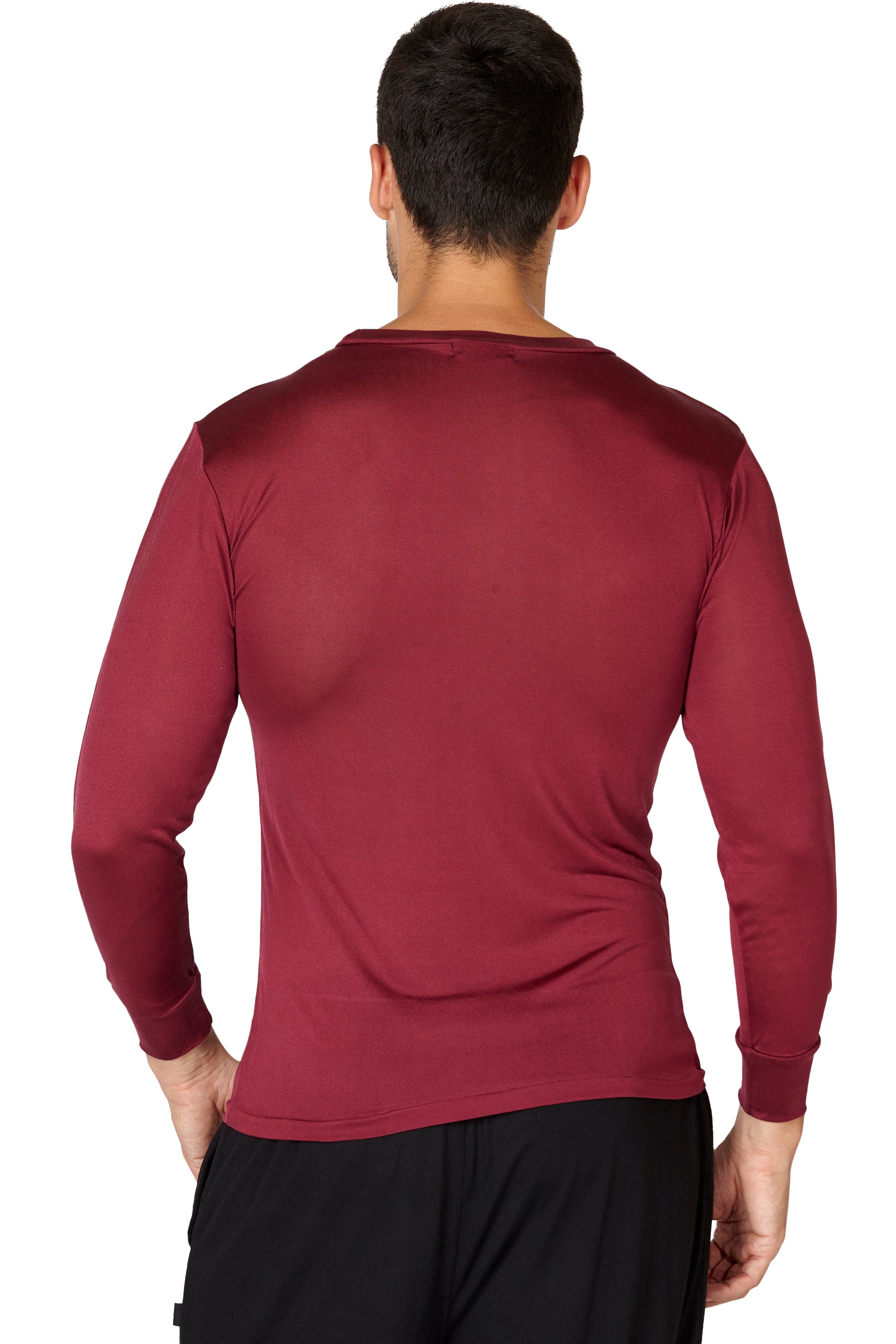 INTIMO Men's Classic Silk Long-Sleeve Pajama T-Shirt Loungewear Sleepwear
