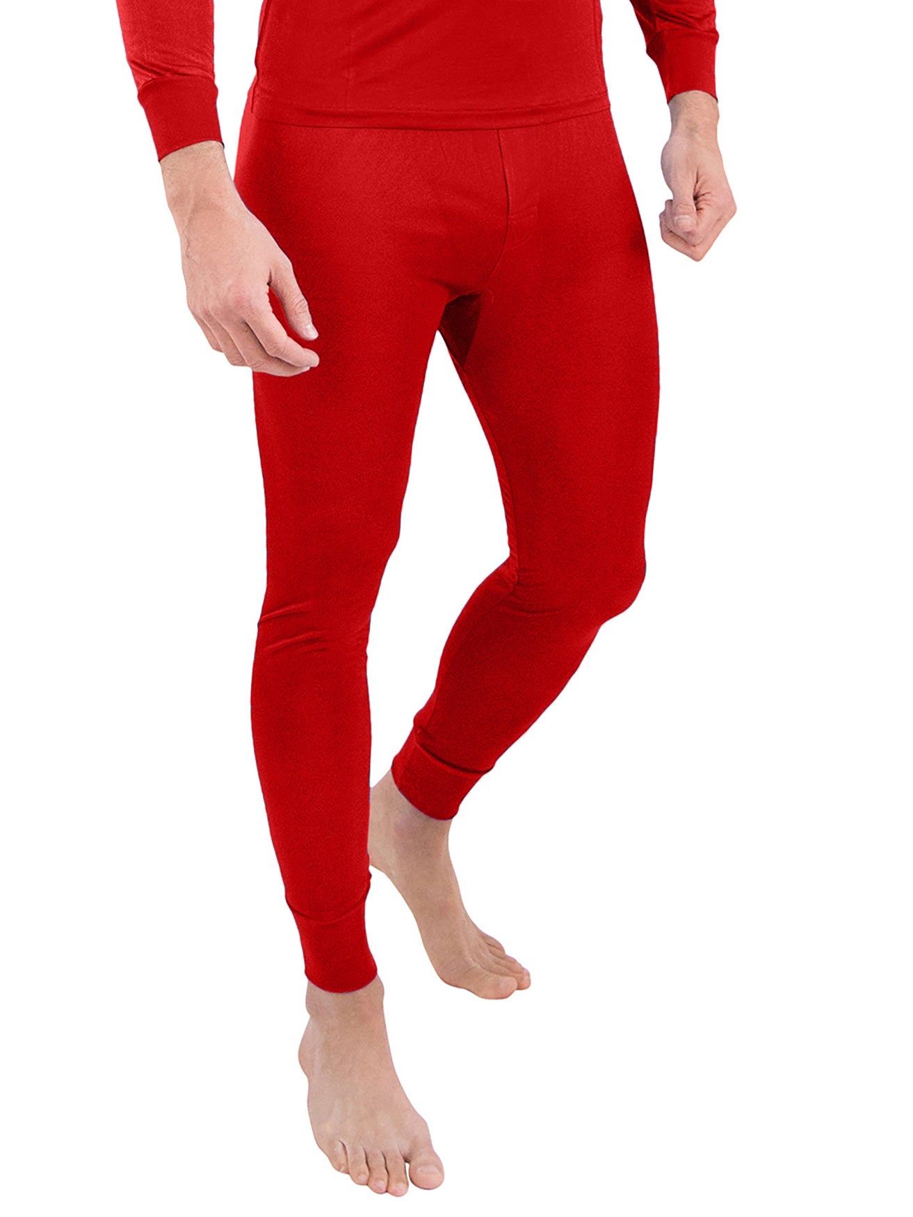 Intimo Men's Classic Silk Long John Adult Pajama Set Top and Bottom (Red, S)