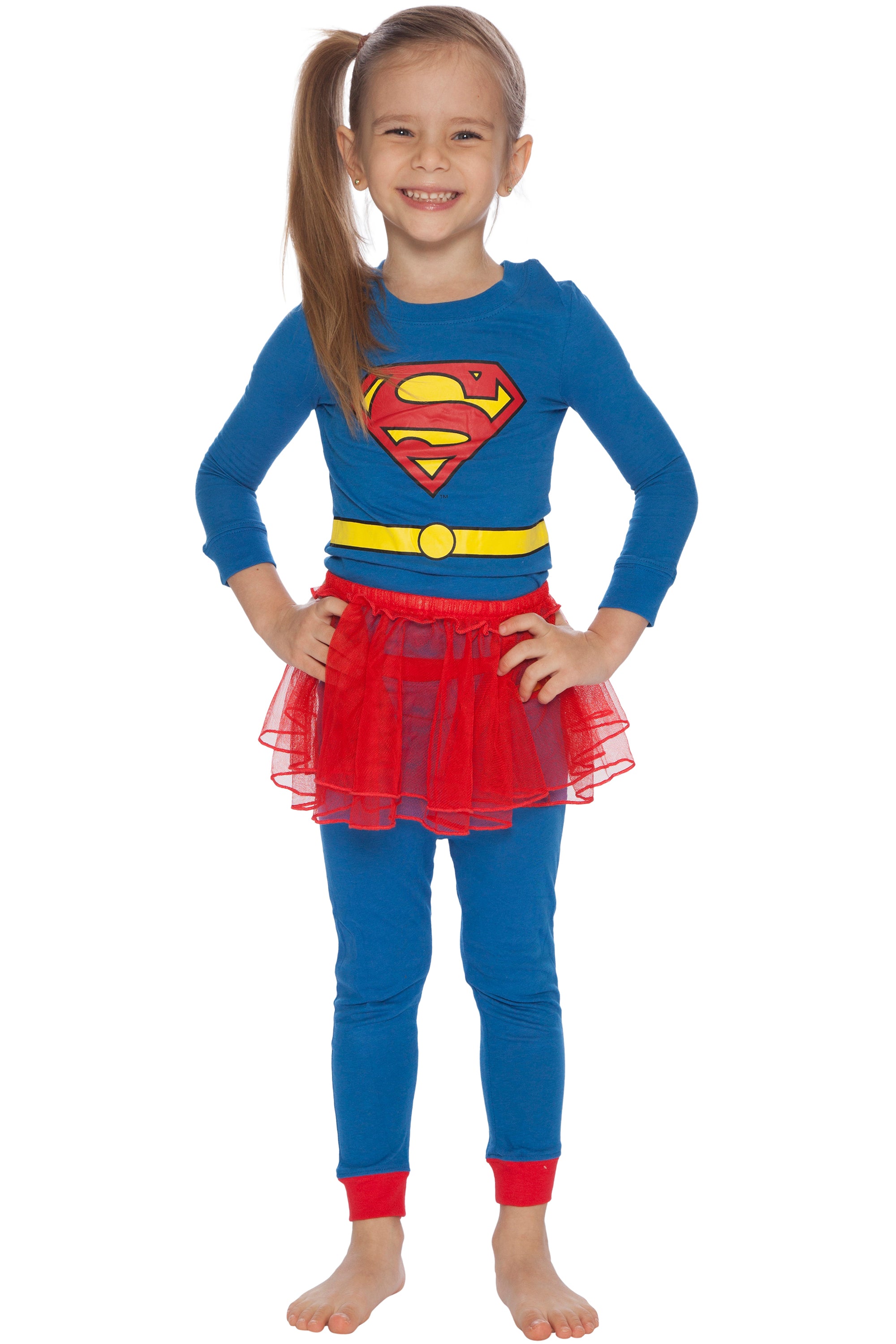 DC Comics Supergirl Tutu 3 Piece Tight Fit Girls Pajama Set Sleepwear