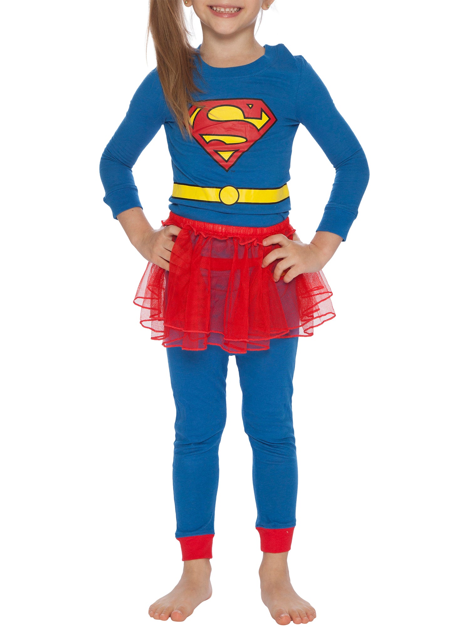 DC Comics Supergirl Tutu 3 Piece Tight Fit Girls Pajama Set Sleepwear