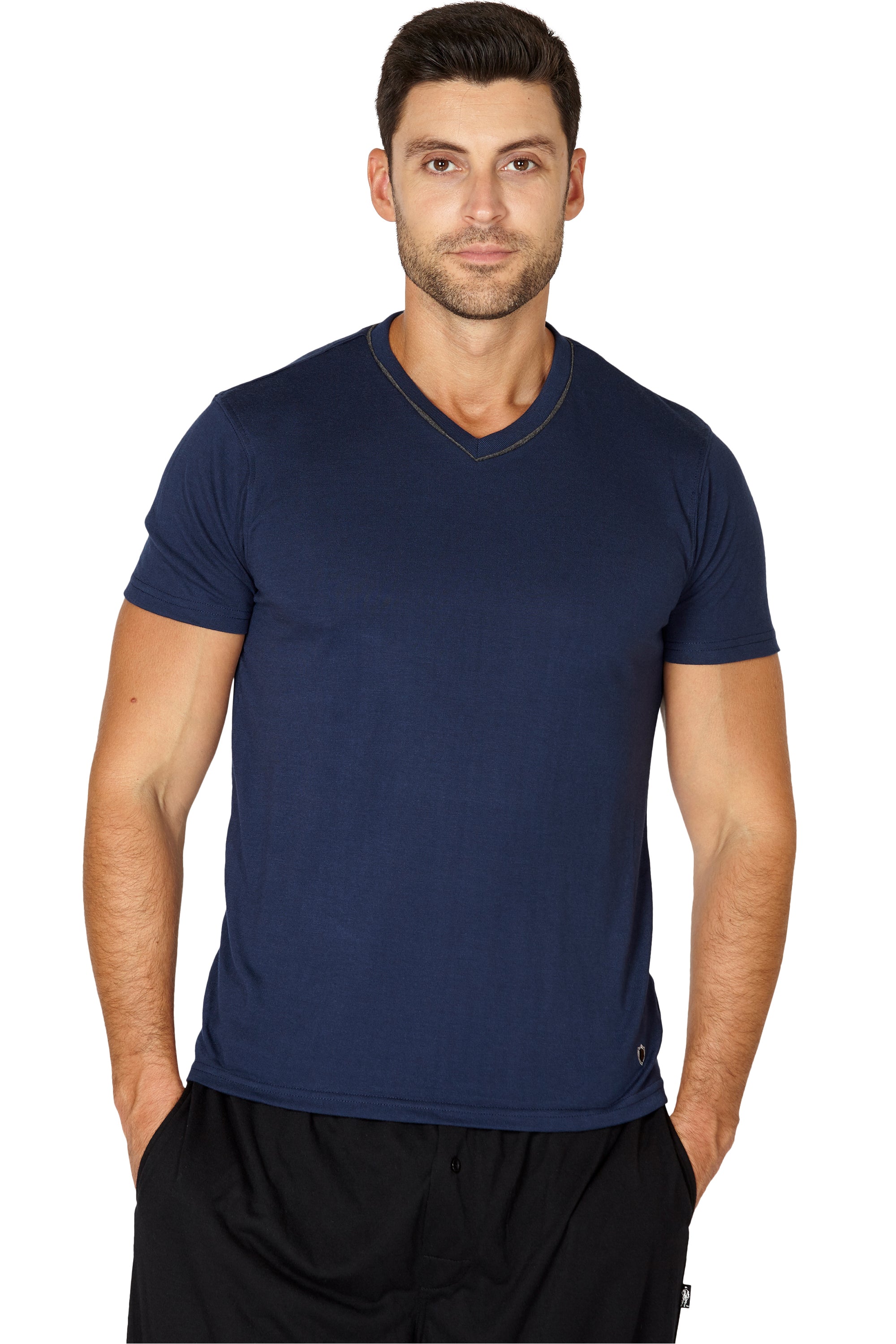 Black Brown Men's Soft Knit Adult Sleep Lounge Pajama T-Shirt