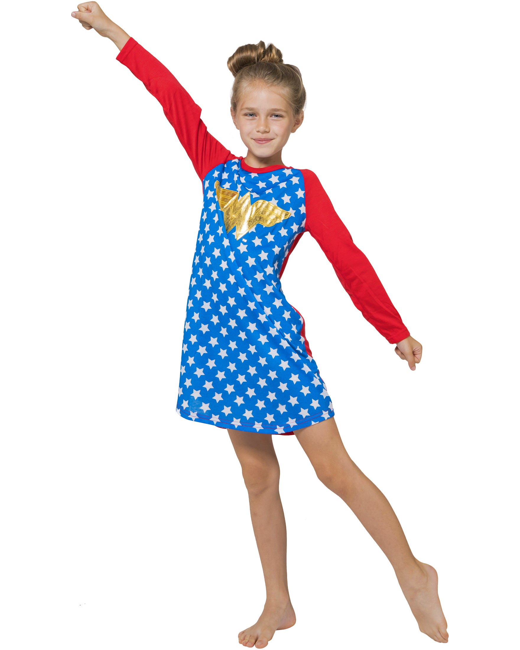 Wonder Woman Big Girls Raglan Gold Foil Nightgown