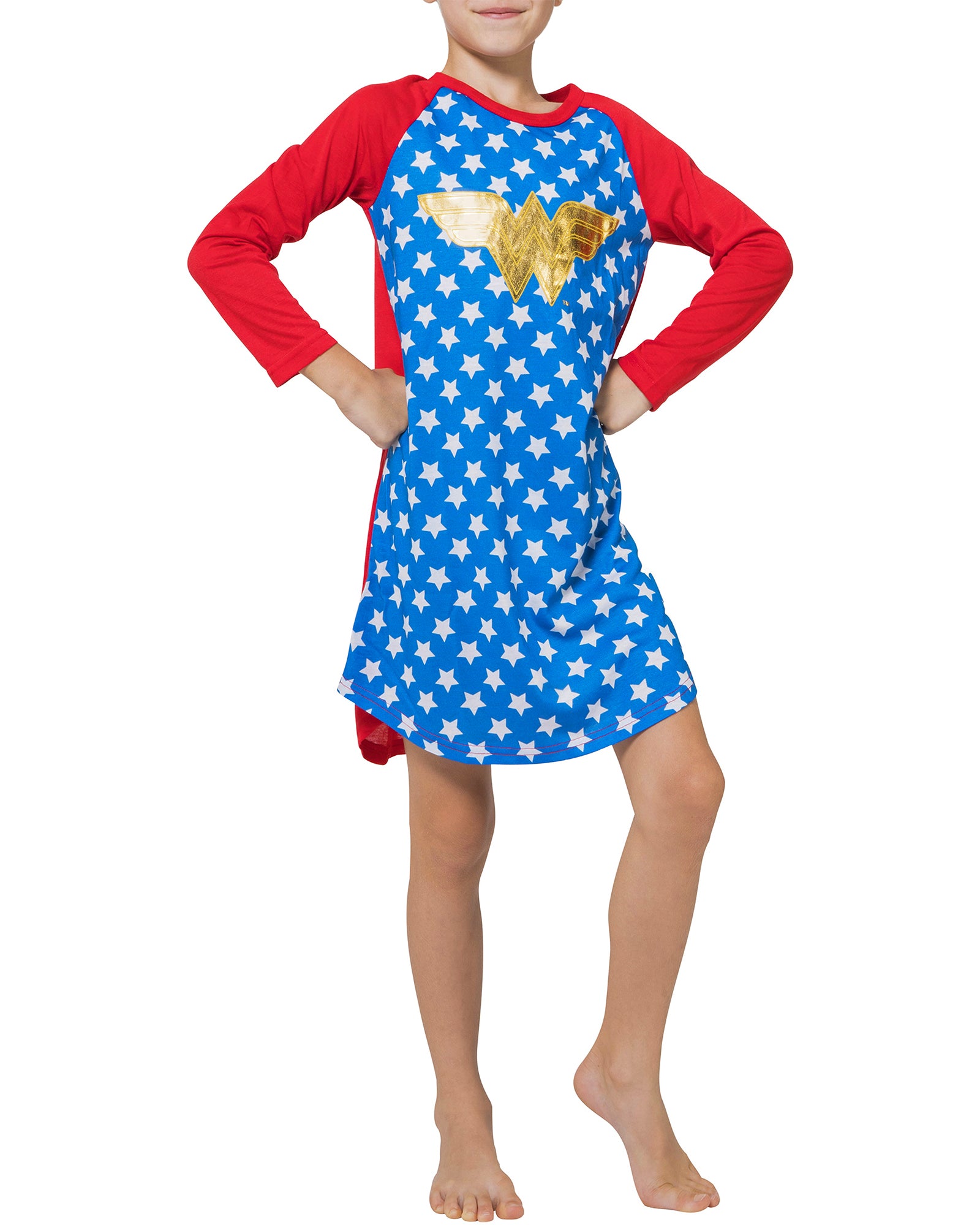 Wonder Woman Big Girls Raglan Gold Foil Nightgown