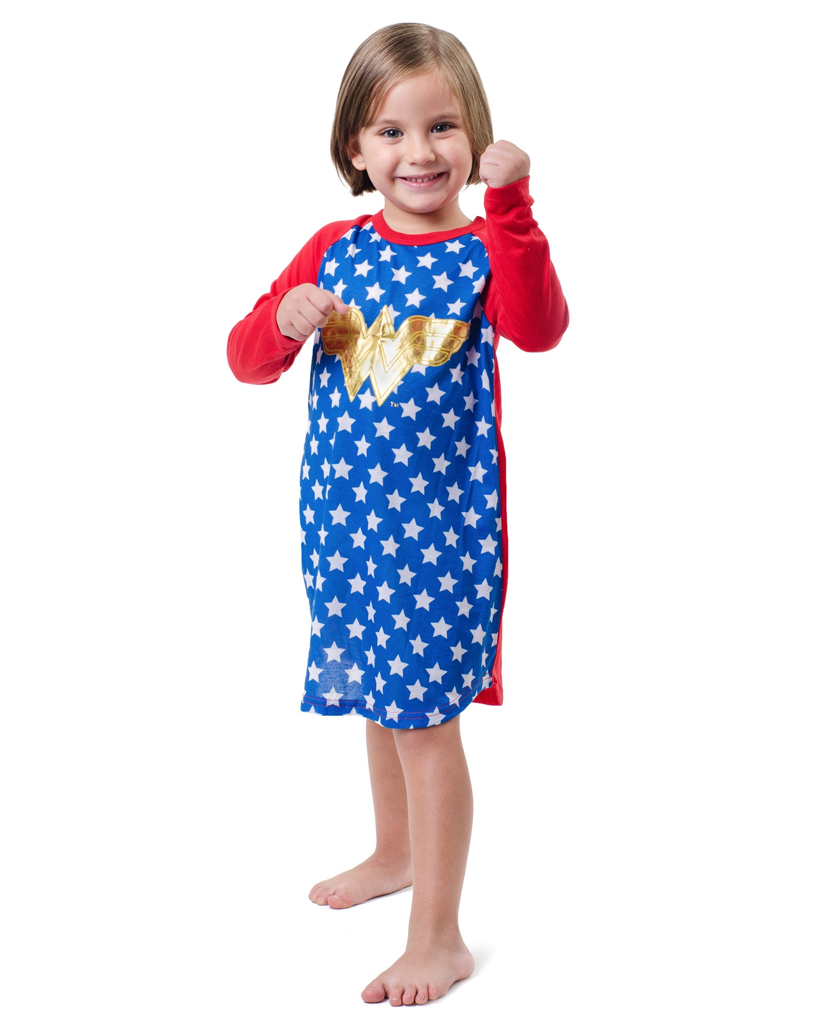 Wonder Woman Big Girls Raglan Gold Foil Nightgown