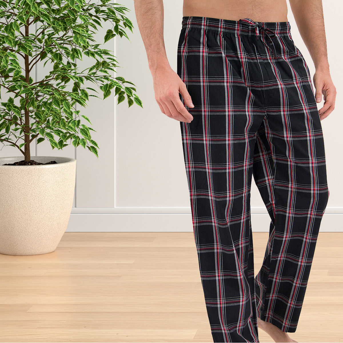 Intimo Men's Woven Knit Cotton Casual Lounge Sleep Pajama Pant Sleepwear Loungewear