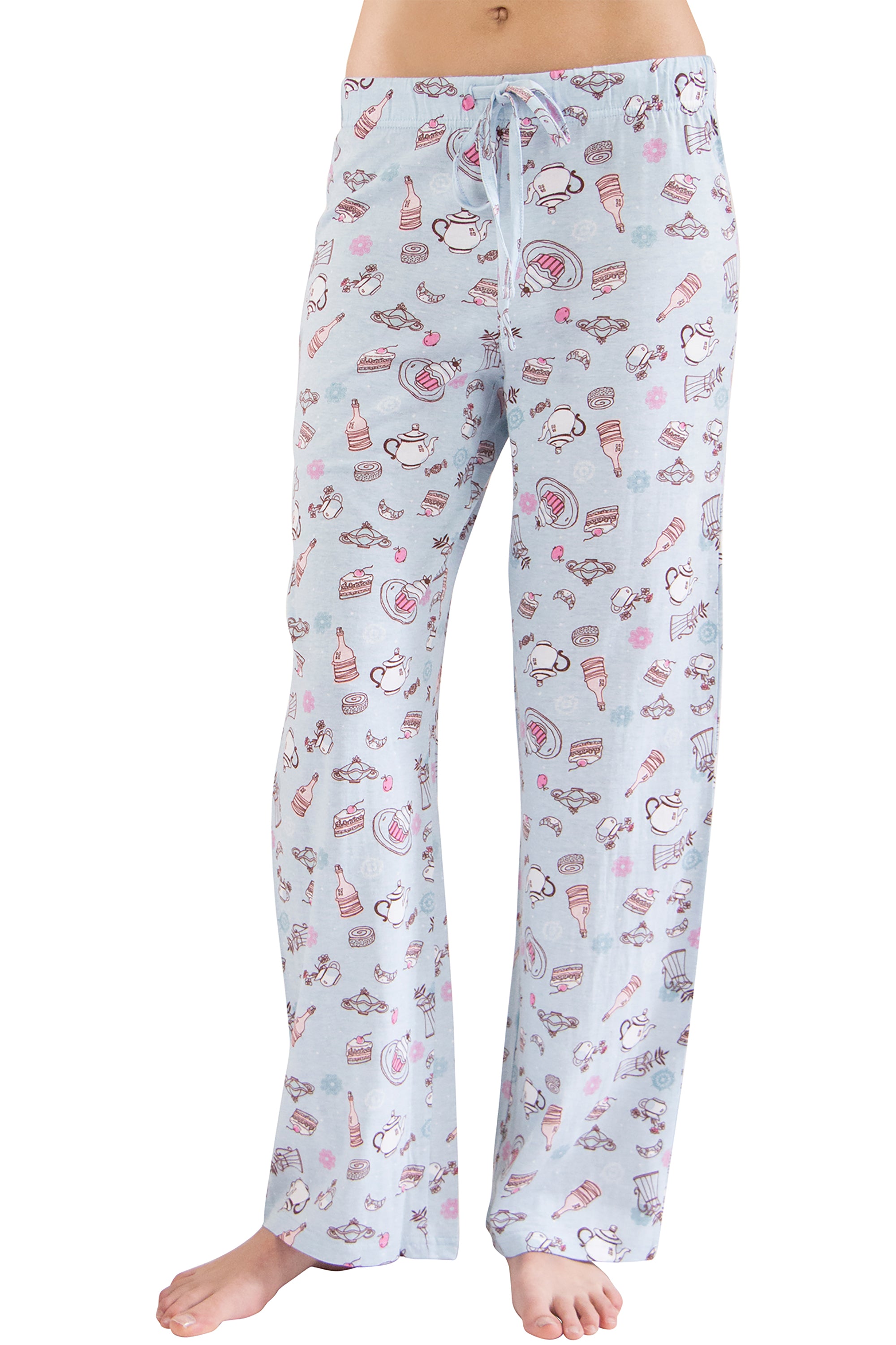 Hanes Women's Tea Party Tossed AOP Graphic Sleep Pajama Pants Loungewear