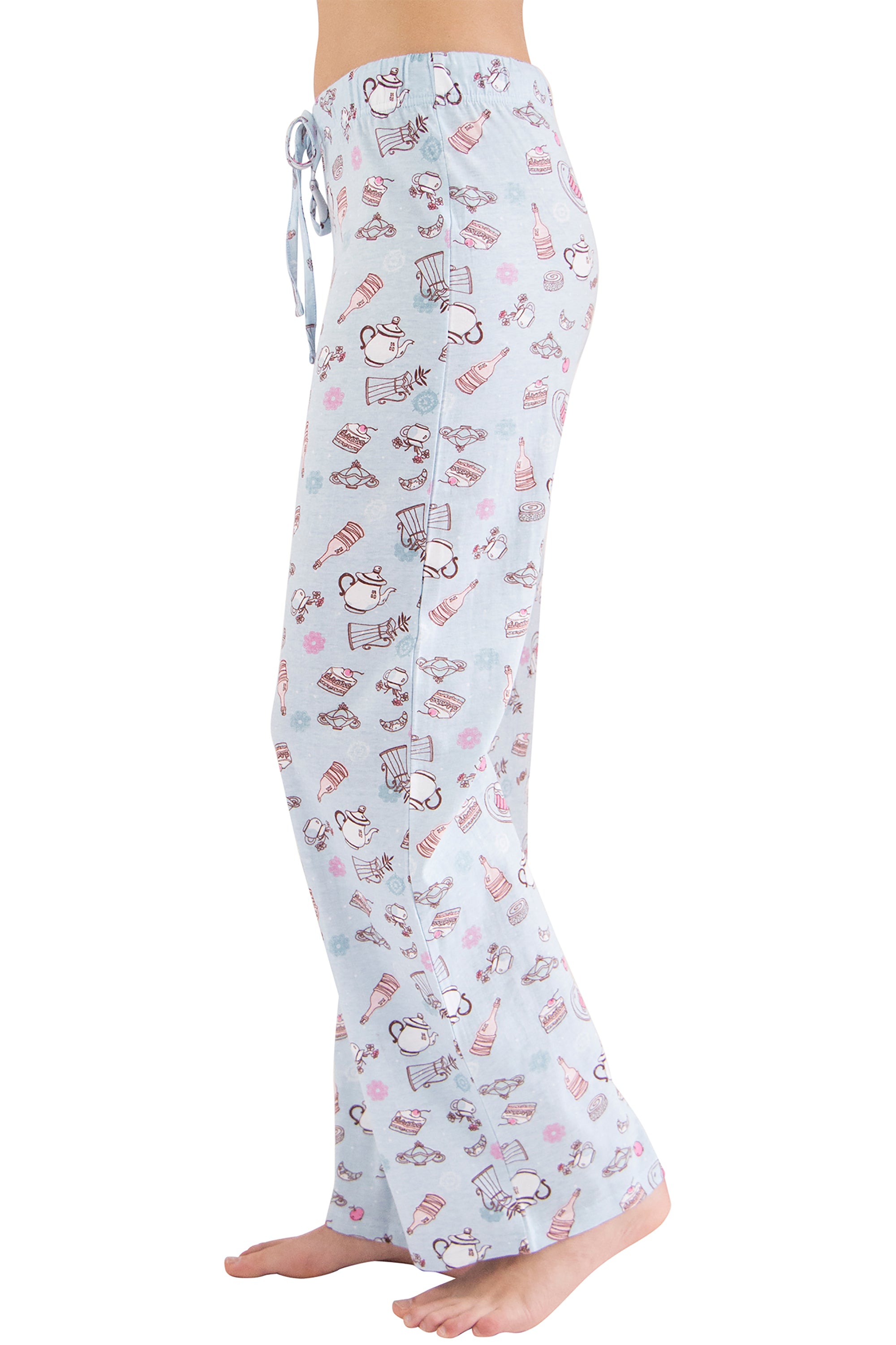 Hanes Women's Tea Party Tossed AOP Graphic Sleep Pajama Pants Loungewear