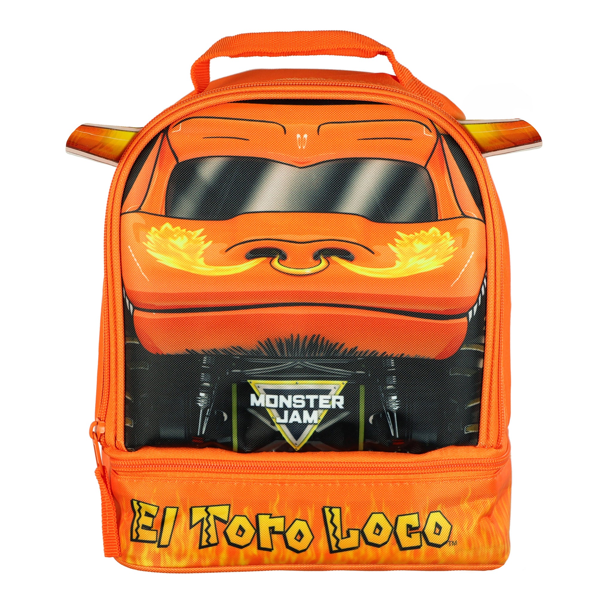 Monster Jam Lunch Box El Toro Loco Dual-Compartment Insulated Tote Bag 10"