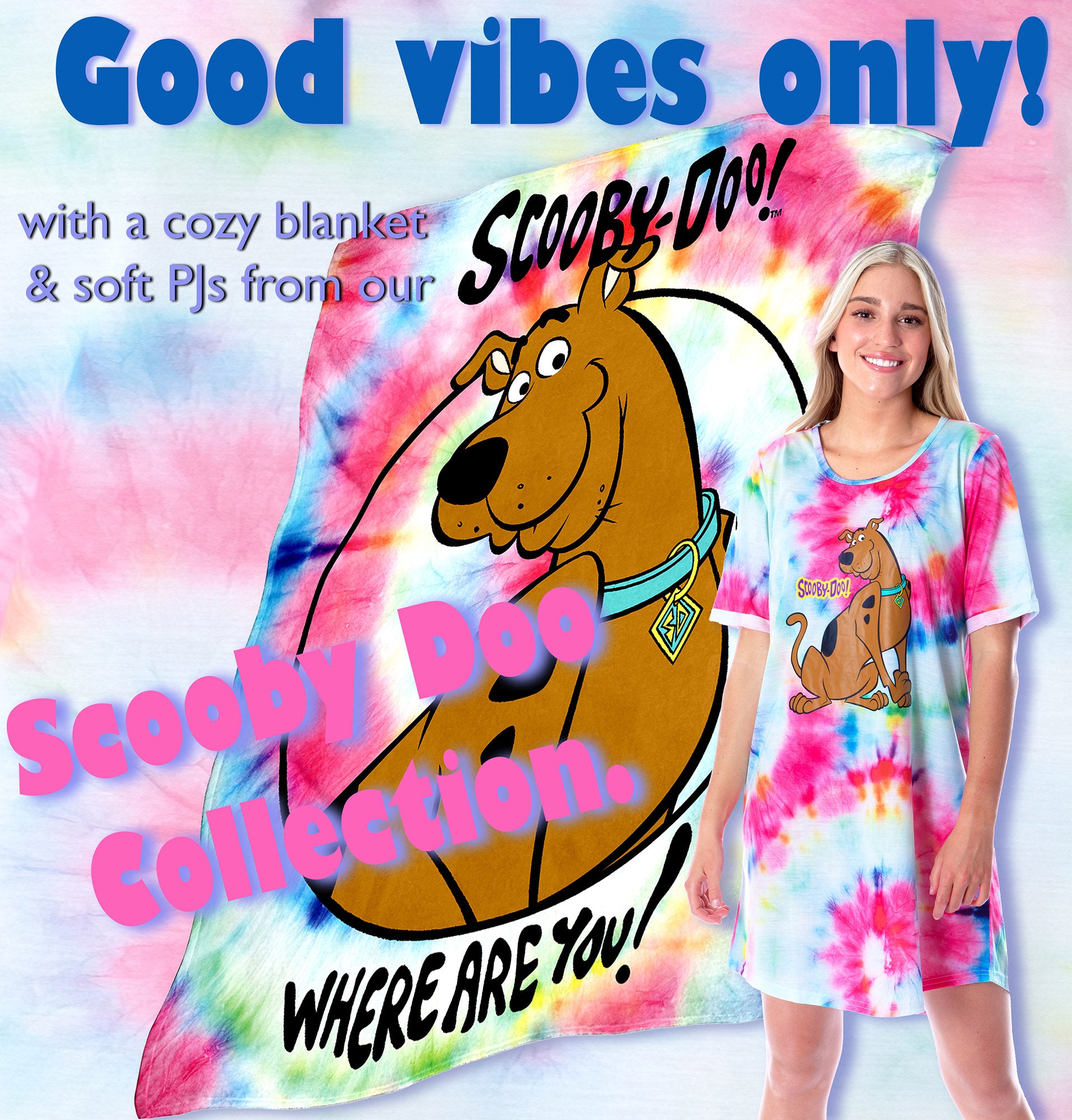 Scooby Doo Where Are You? Tie Dye Silk Touch Throw Blanket