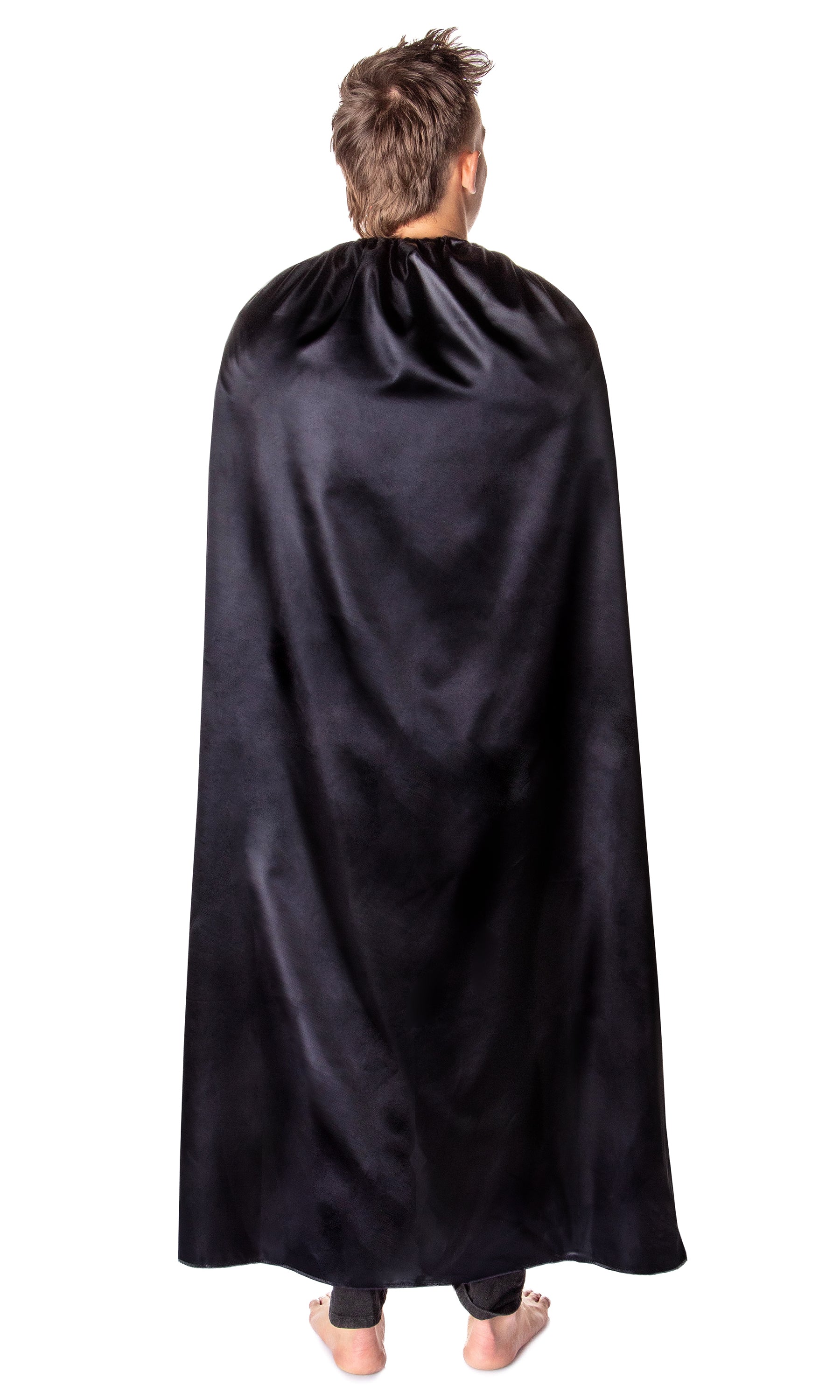 OSFM Black Satin Halloween Vampire Superhero Costume Cape for Men and Women with Adjustable Tie at Neck