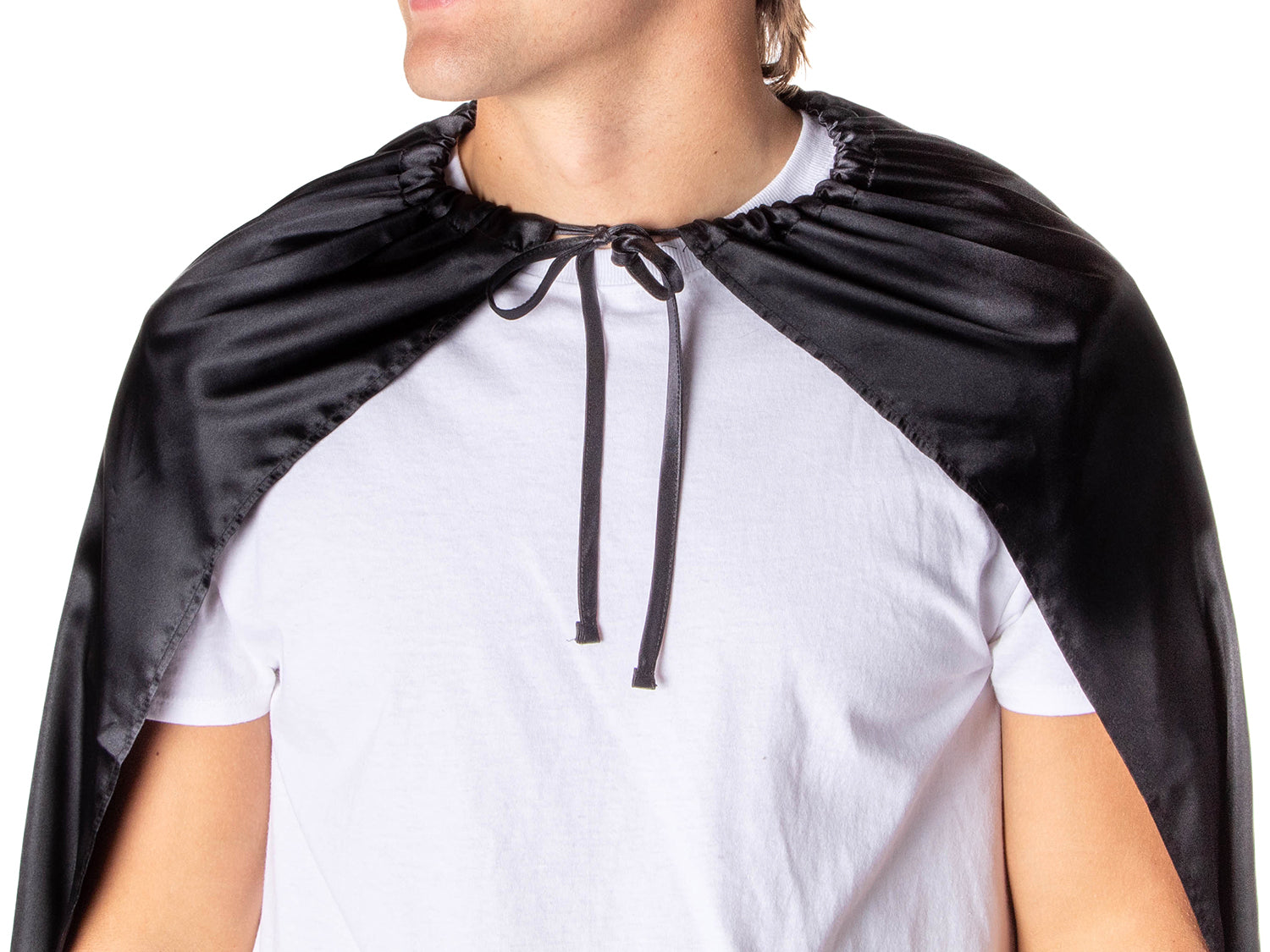 OSFM Black Satin Halloween Vampire Superhero Costume Cape for Men and Women with Adjustable Tie at Neck