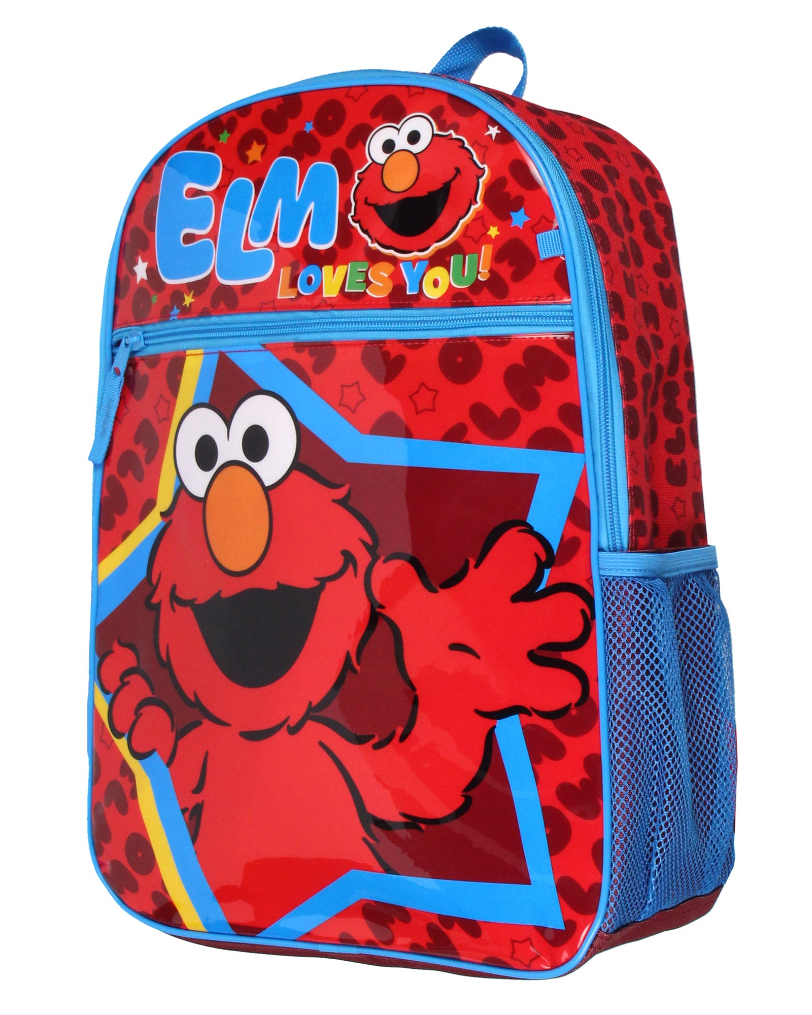 Sesame Street Elmo Loves You Star Dual-Compartment Front Pocket Backpack 16"