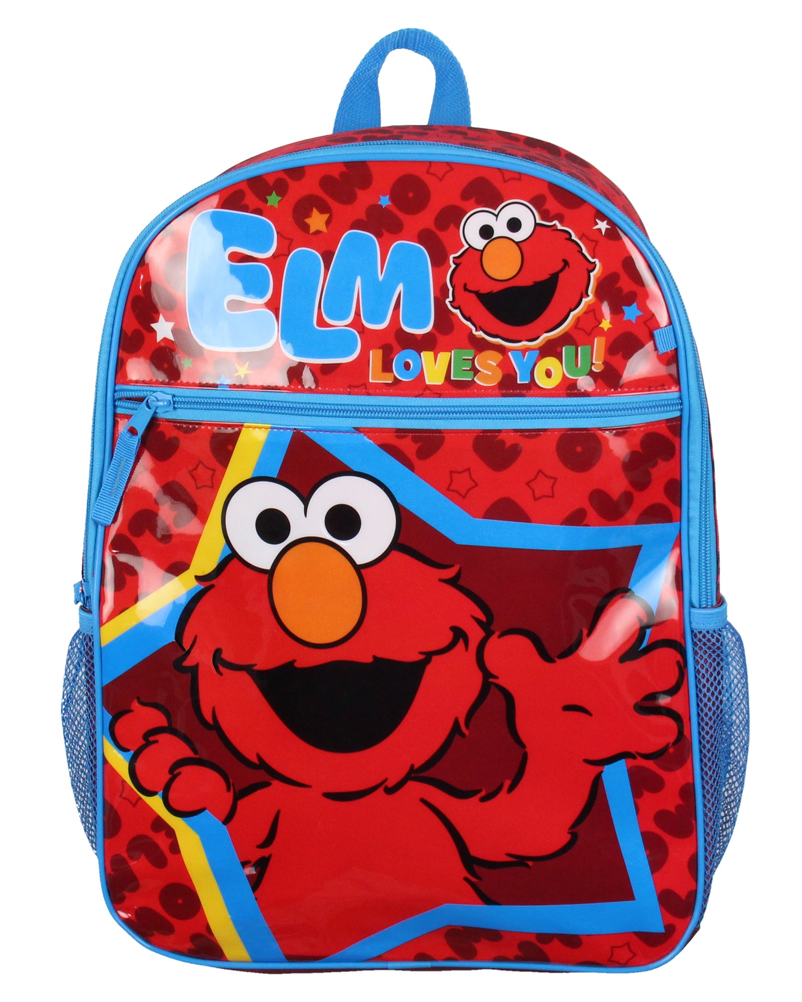 Sesame Street Elmo Loves You Star Dual-Compartment Front Pocket Backpack 16"