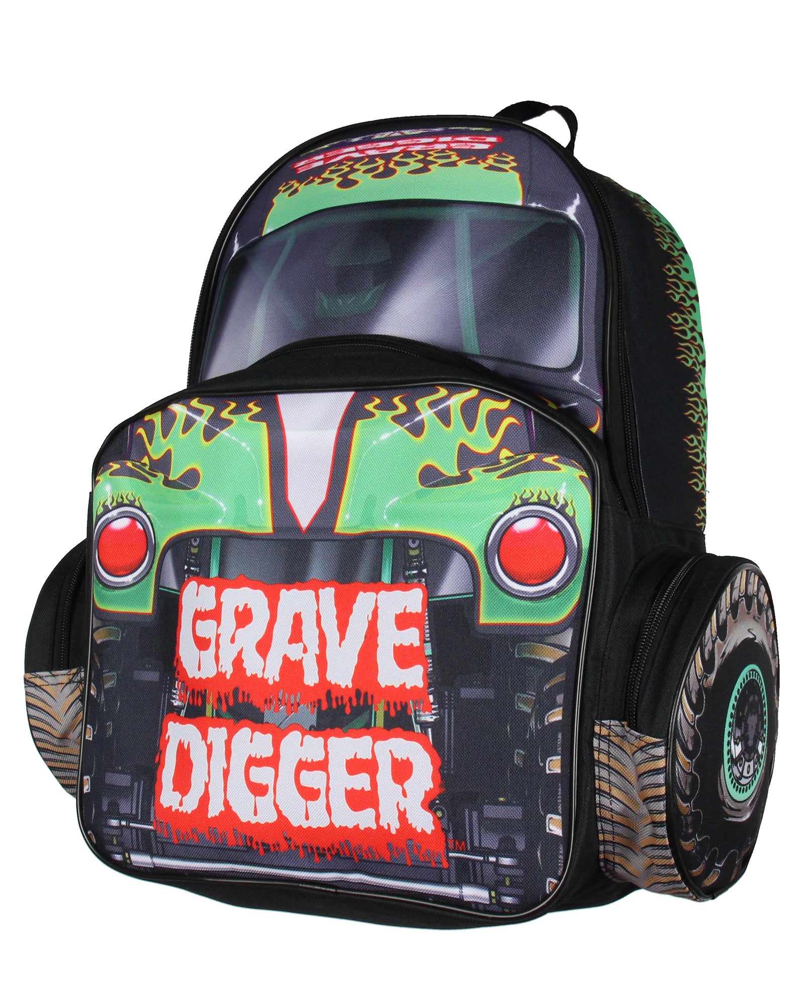 Monster Jam Grave Digger Truck Shaped Dual Compartment Backpack Daily Use 16"
