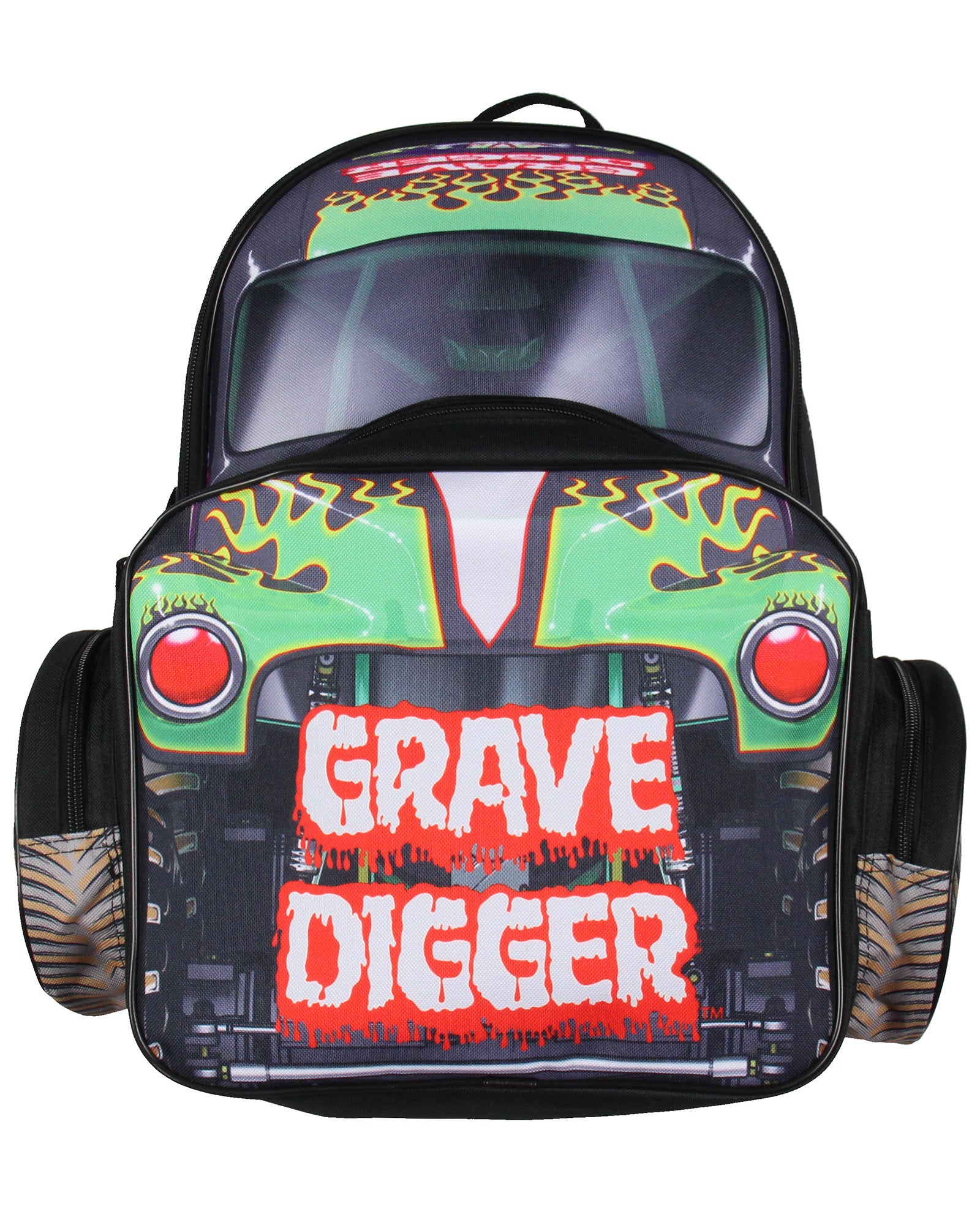 Monster Jam Grave Digger Truck Shaped Dual Compartment Backpack Daily Use 16"