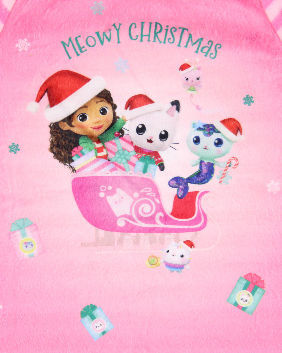 Gabby's Dollhouse Meowy Christmas Toddler Girl's Raglan Pajama Nightgown