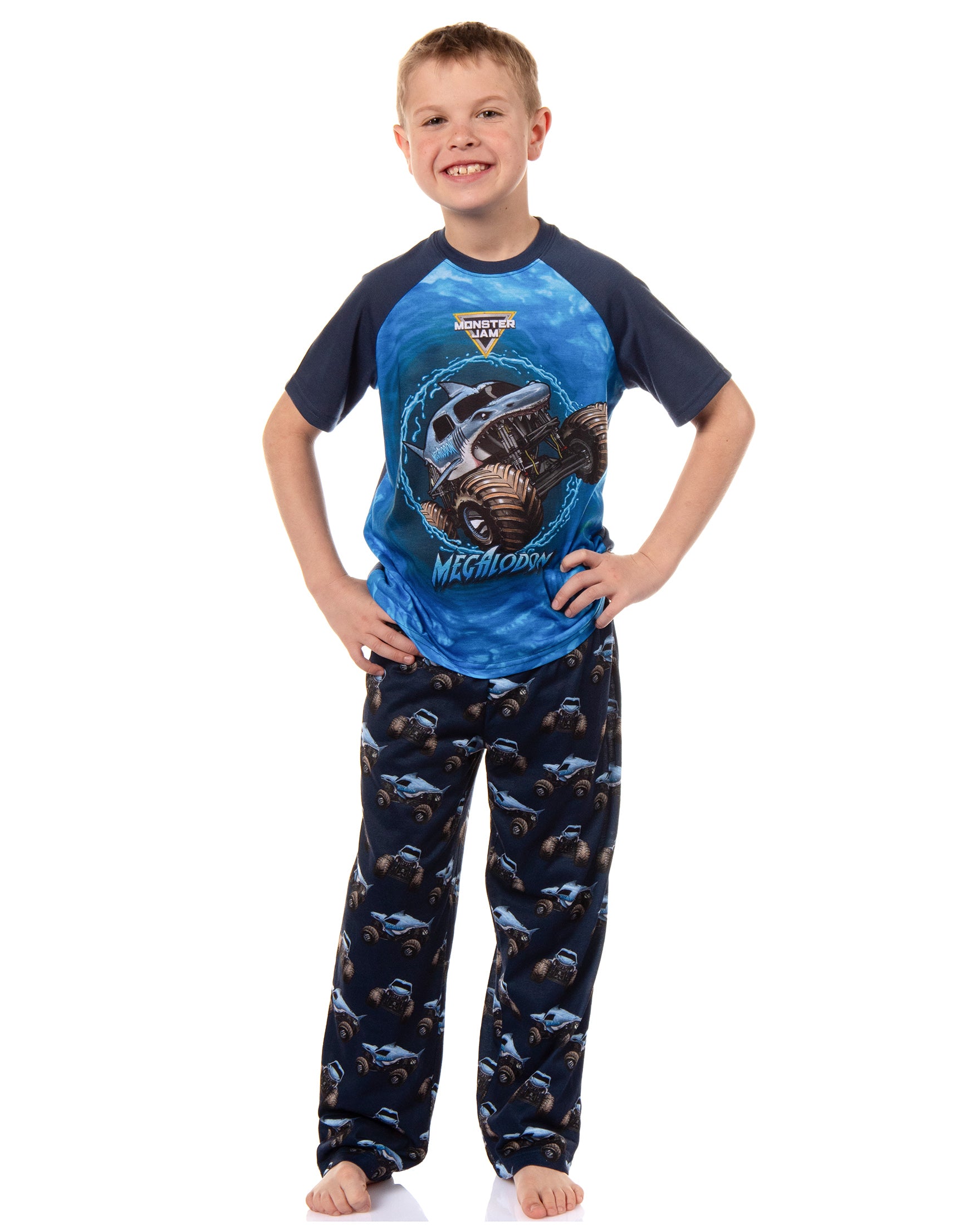 Monster Jam Boys' Megalodon Predator Truck Sleep Pajama Lounge Set