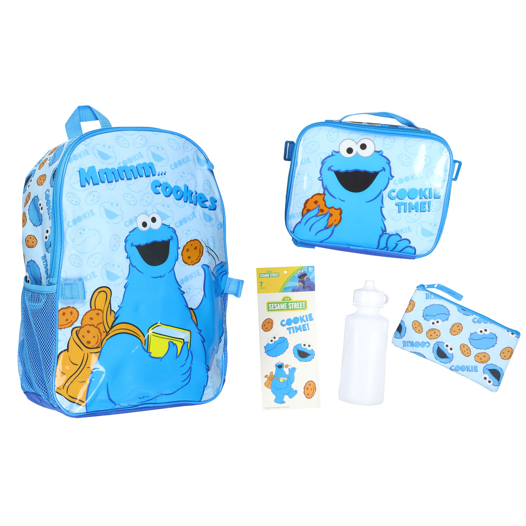 Sesame Street Backpack 5-Piece Mega Set Cookie Time Daypack with Lunch Box