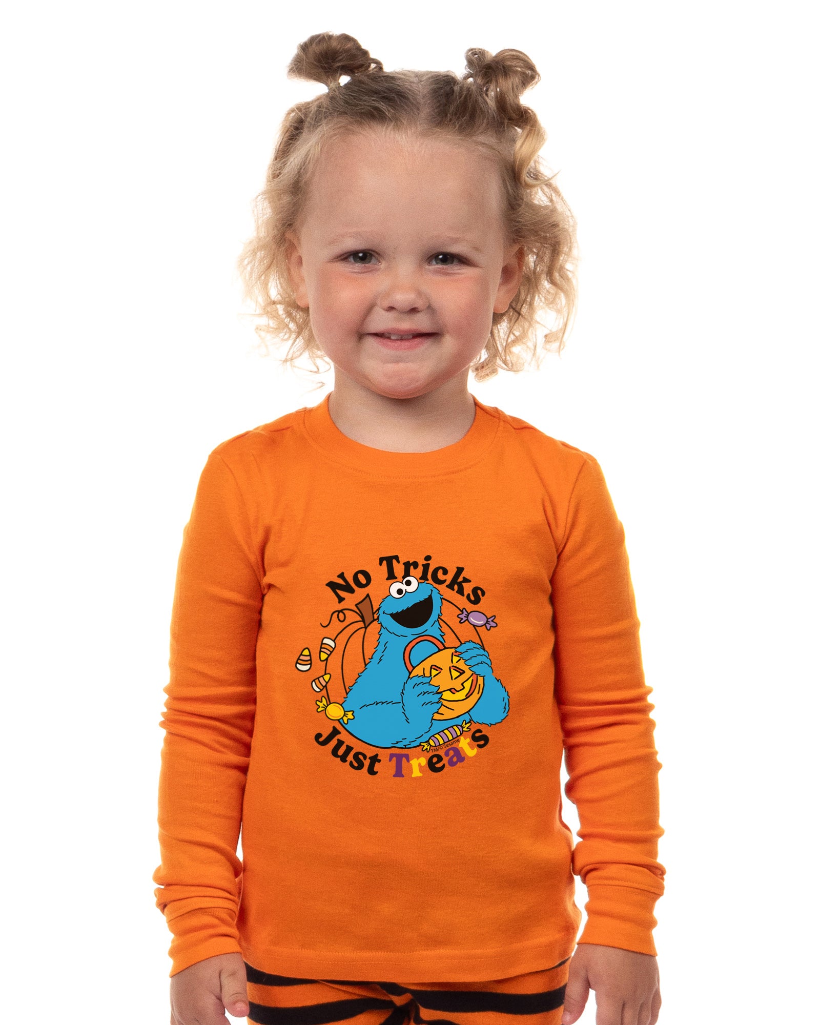 Sesame Street Toddler Boys' Halloween Cookie Monster No Tricks Just Treats 2 Piece Long Sleeve Pajama Set