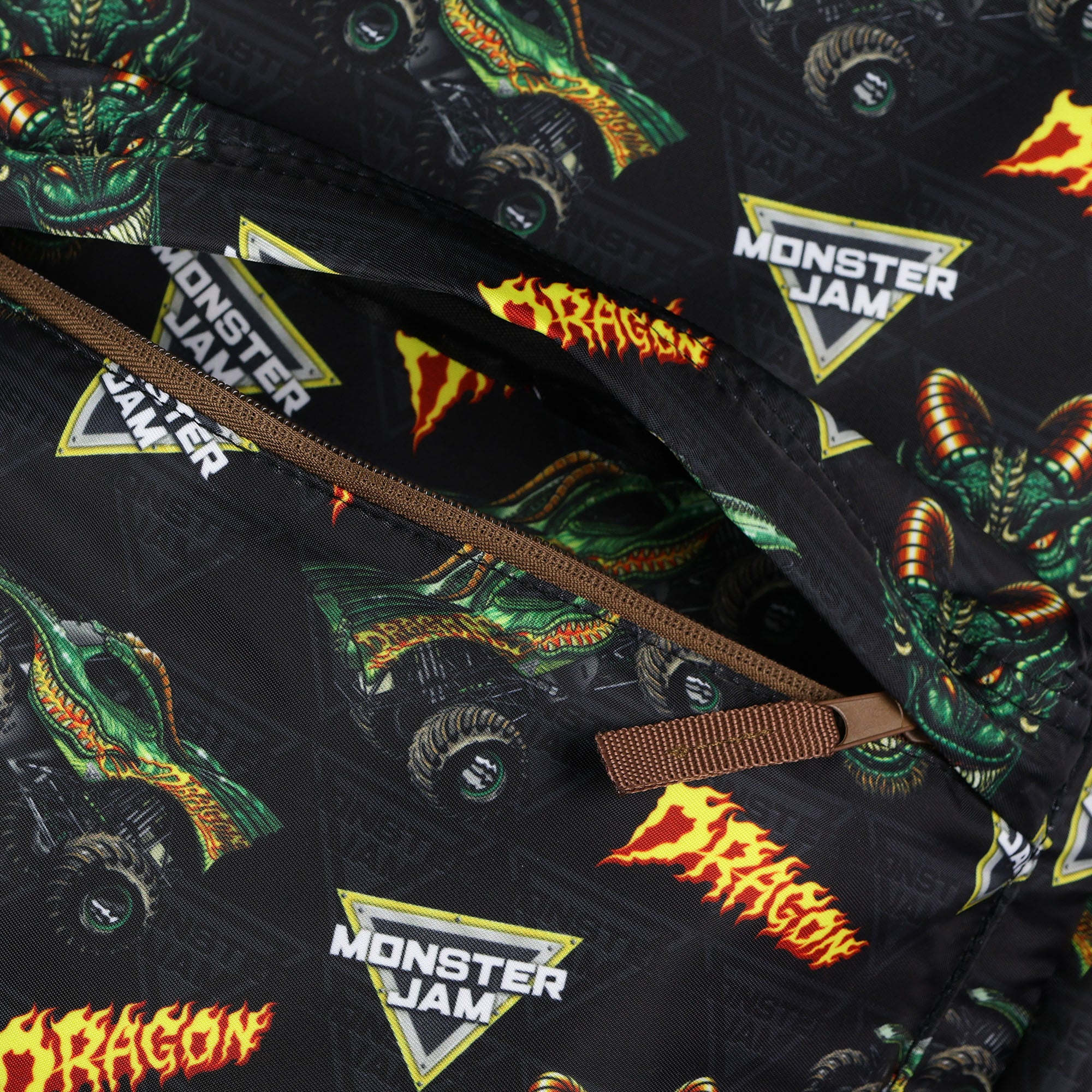Monster Jam Dragon 16" Backpack with Adjustable Straps with Allover Print Design