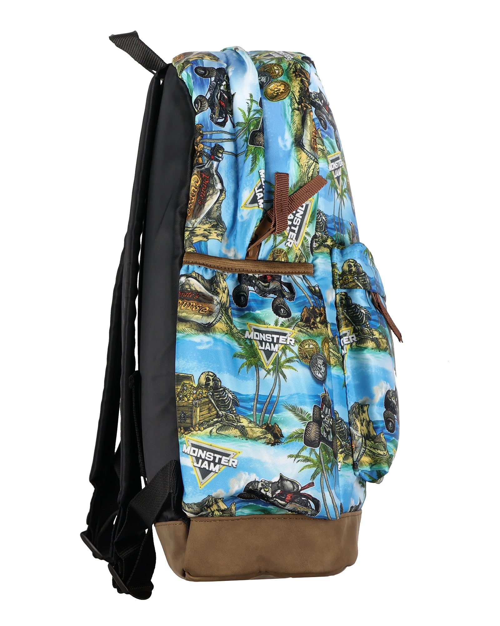 Monster Jam Backpack Pirate Curse All Over Design 16" Book Bag School