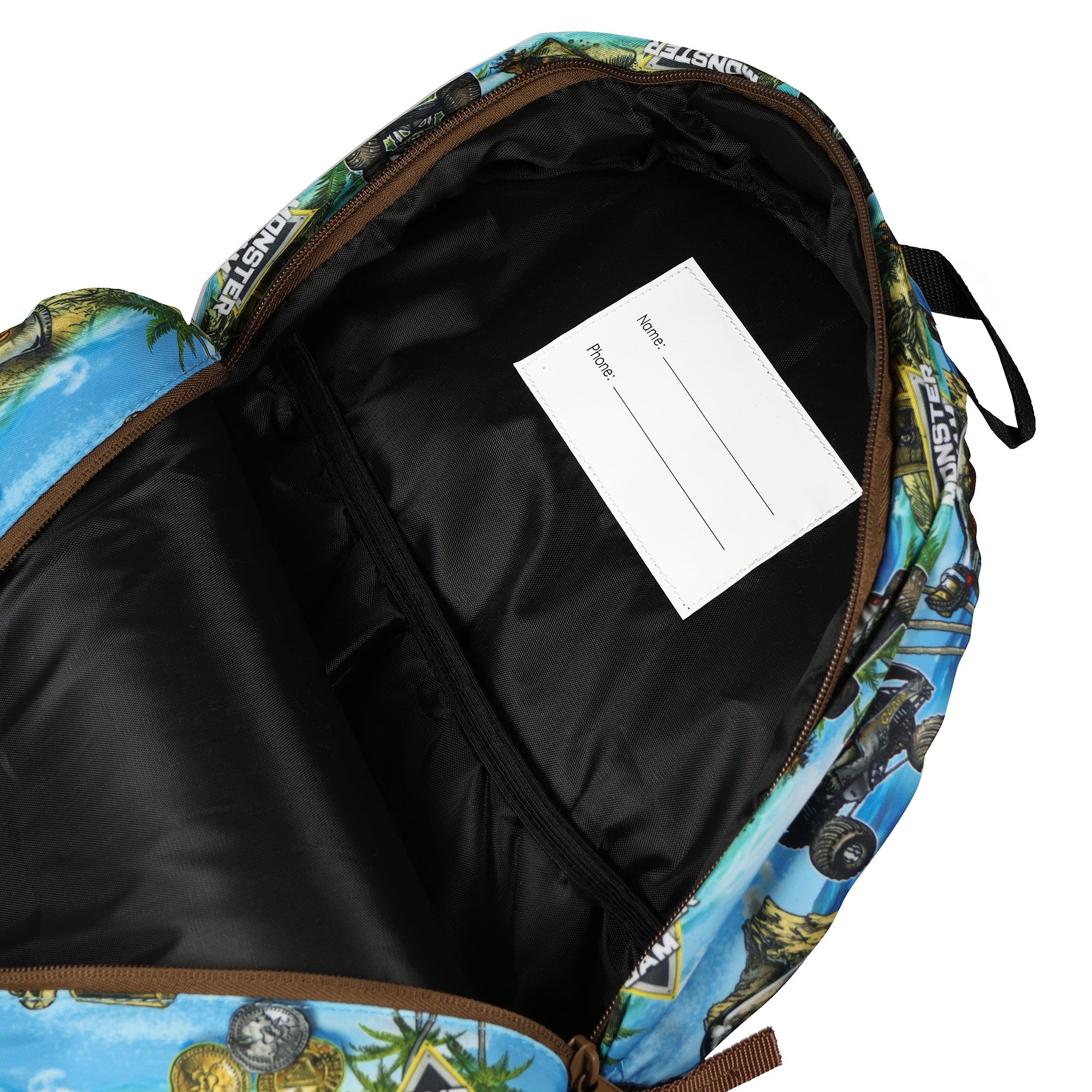 Monster Jam Backpack Pirate Curse All Over Design 16" Book Bag School