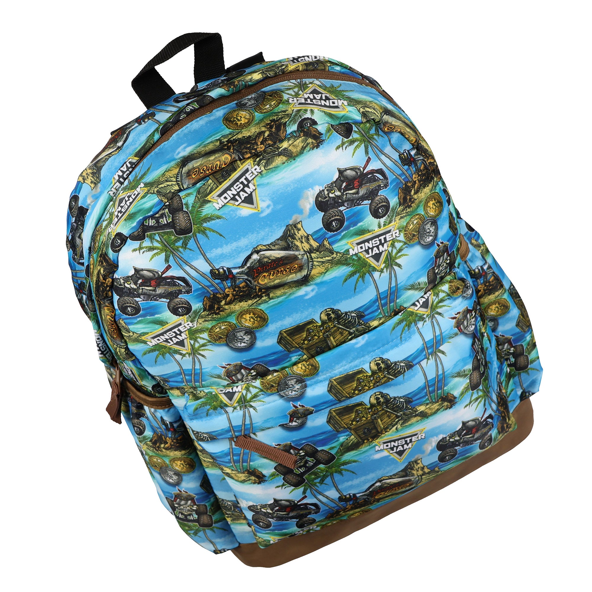 Monster Jam Backpack Pirate Curse All Over Design 16" Book Bag School