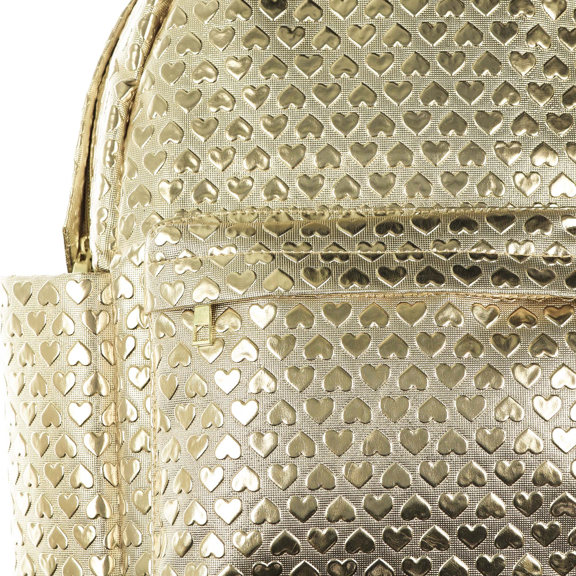 PJammy Iridescent Gold Hearts Backpack All-Over Design 16" Book Bag