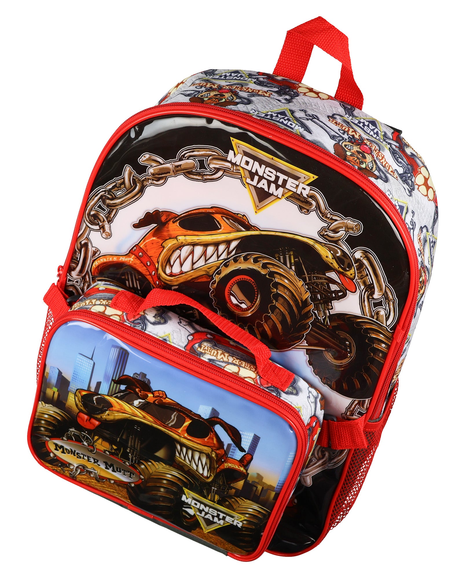 Monster Jam Monster Mutt 5-Piece 16" Backpack Mega Set with Detachable Lunch Box
