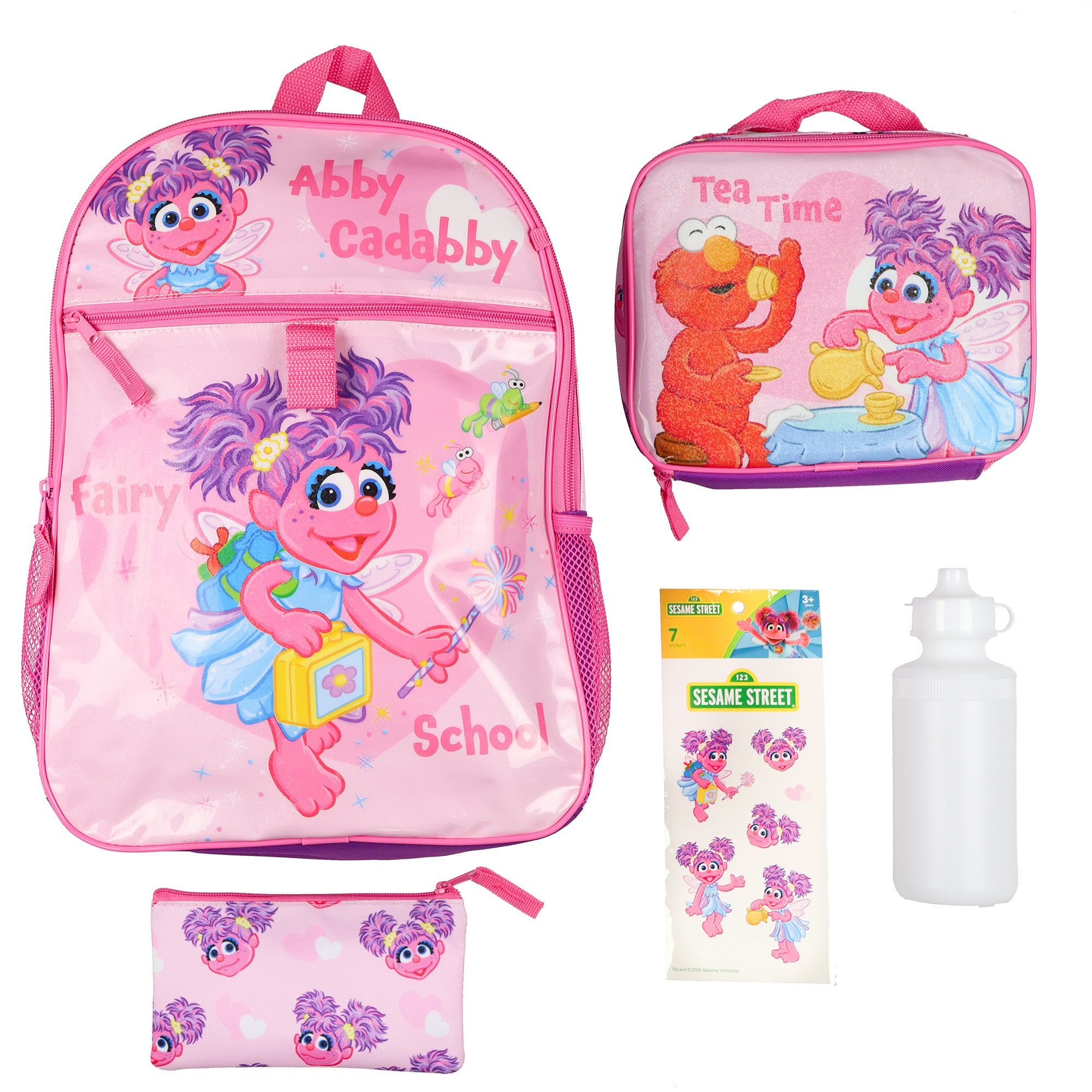 Sesame Street Abby Cadabby Fairy Tea Time 5 Piece Backpack Set with Lunch Box