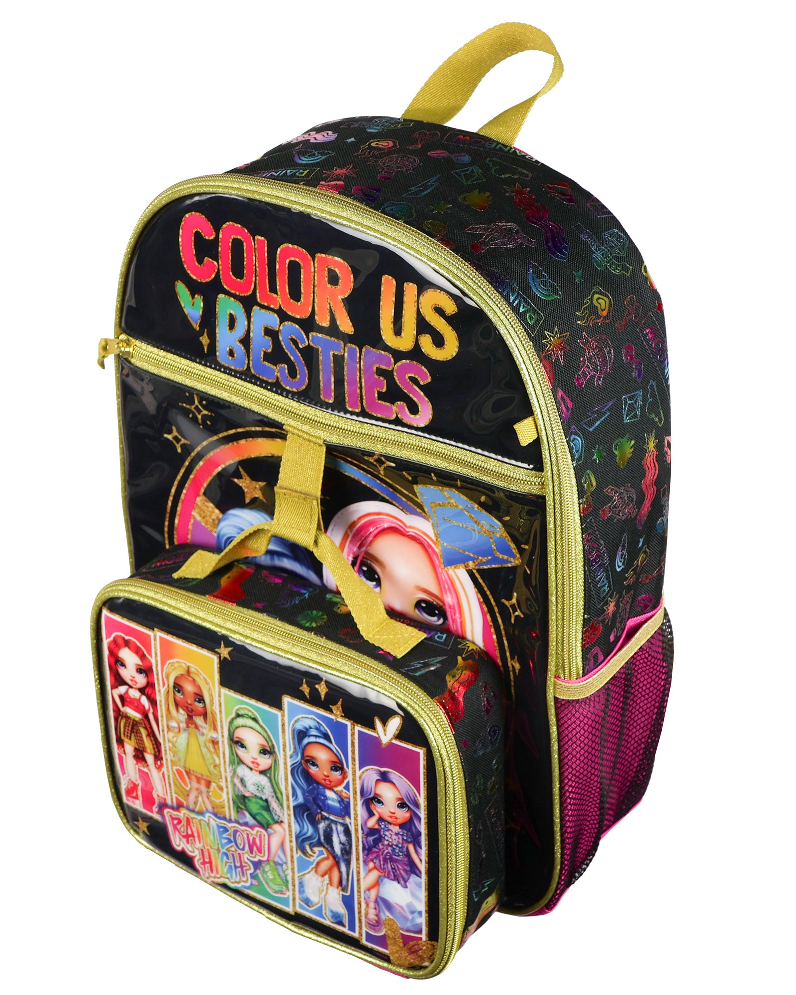 Rainbow High Backpack 16" Color Us Besties 5 Piece Set with Detachable Lunchbox