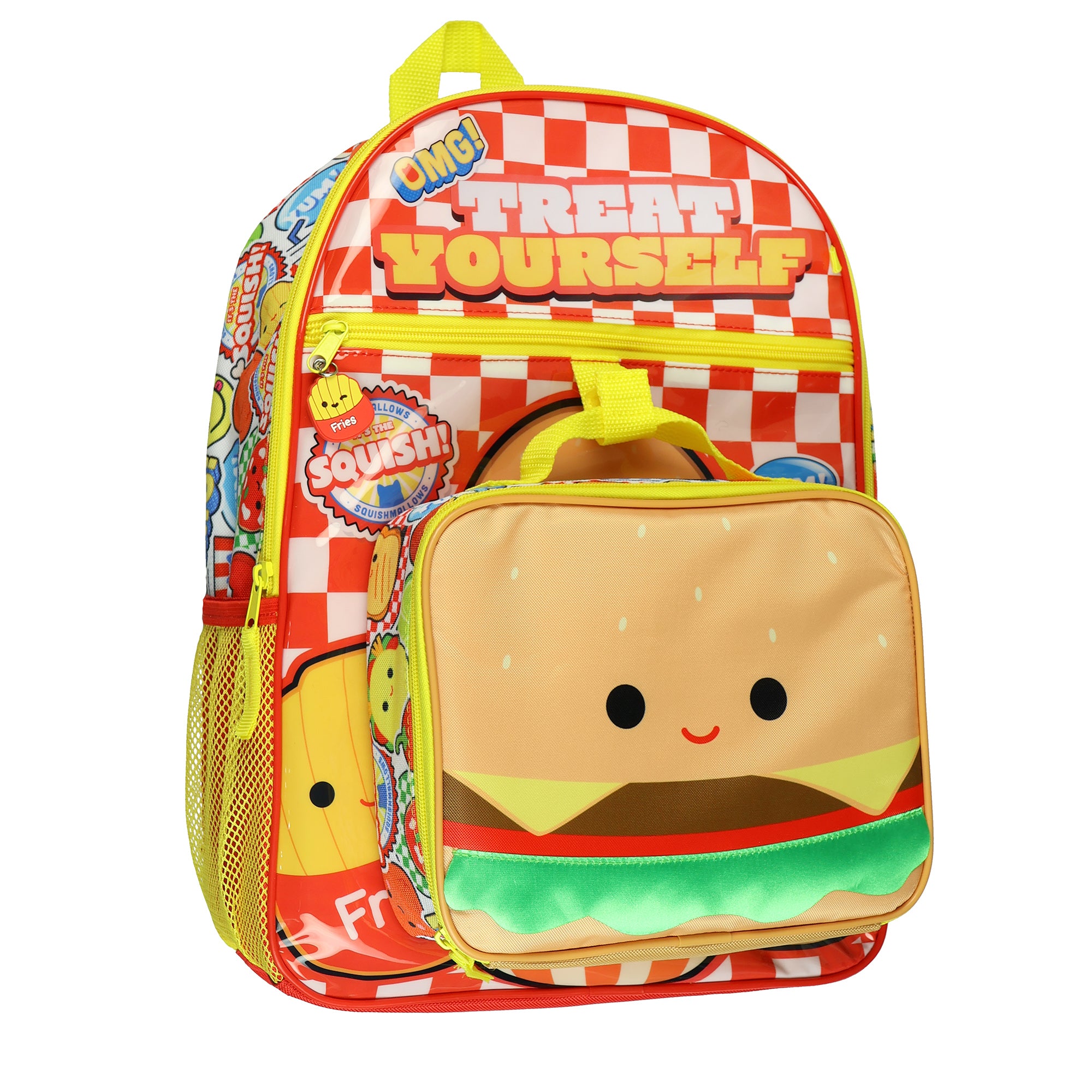 Squishmallows Backpack 16" Treat Yourself! 5 Piece Set with Detachable Lunch Box