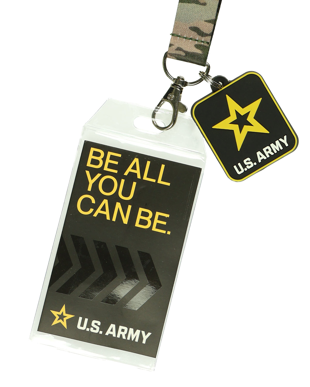 U.S. Army Lanyard Be All You Can Be Clear ID Badge Holder with Rubber Charm