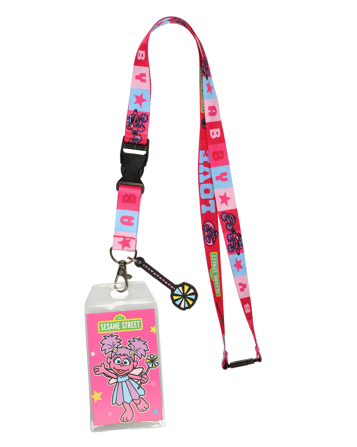 Sesame Street Lanyard Abby Cadabby Breakaway Clear ID Badge Holder with Charm