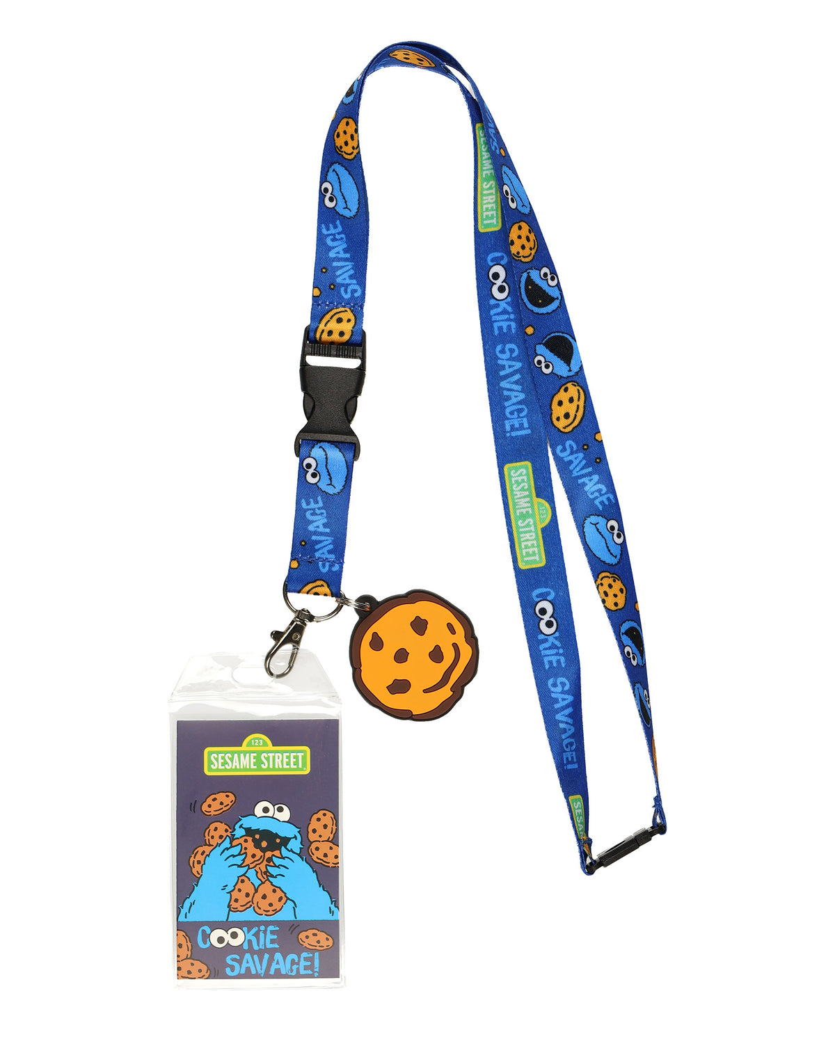 Sesame Street Lanyard Cookie Monster Breakaway Clear ID Badge Holder with Charm