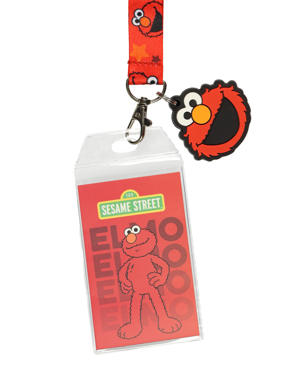Sesame Street Lanyard Elmo Character Design Clear ID Badge Holder and Charm