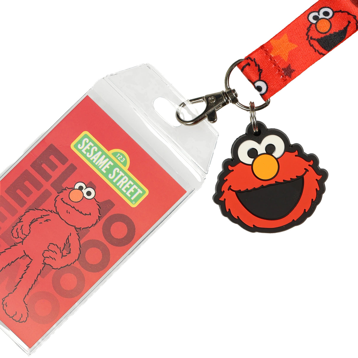 Sesame Street Lanyard Elmo Character Design Clear ID Badge Holder and Charm