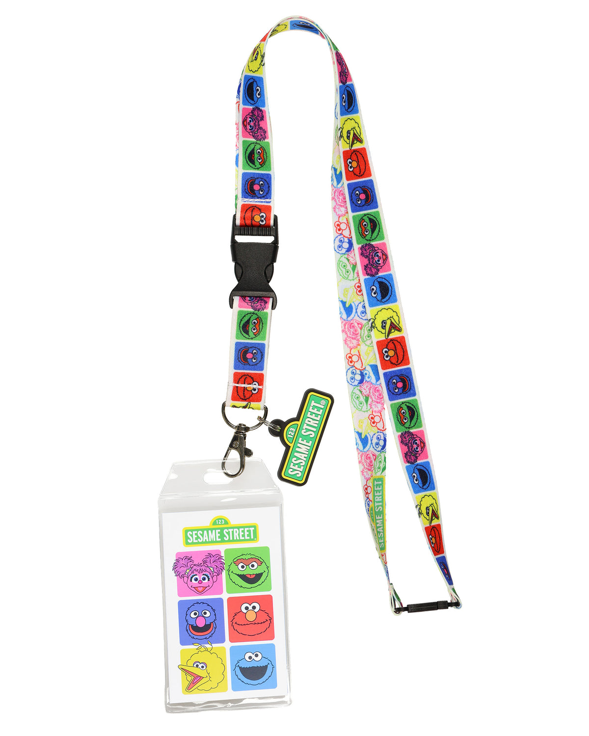 Sesame Street Lanyard Friendly Faces Breakaway Clear ID Badge Holder with Charm