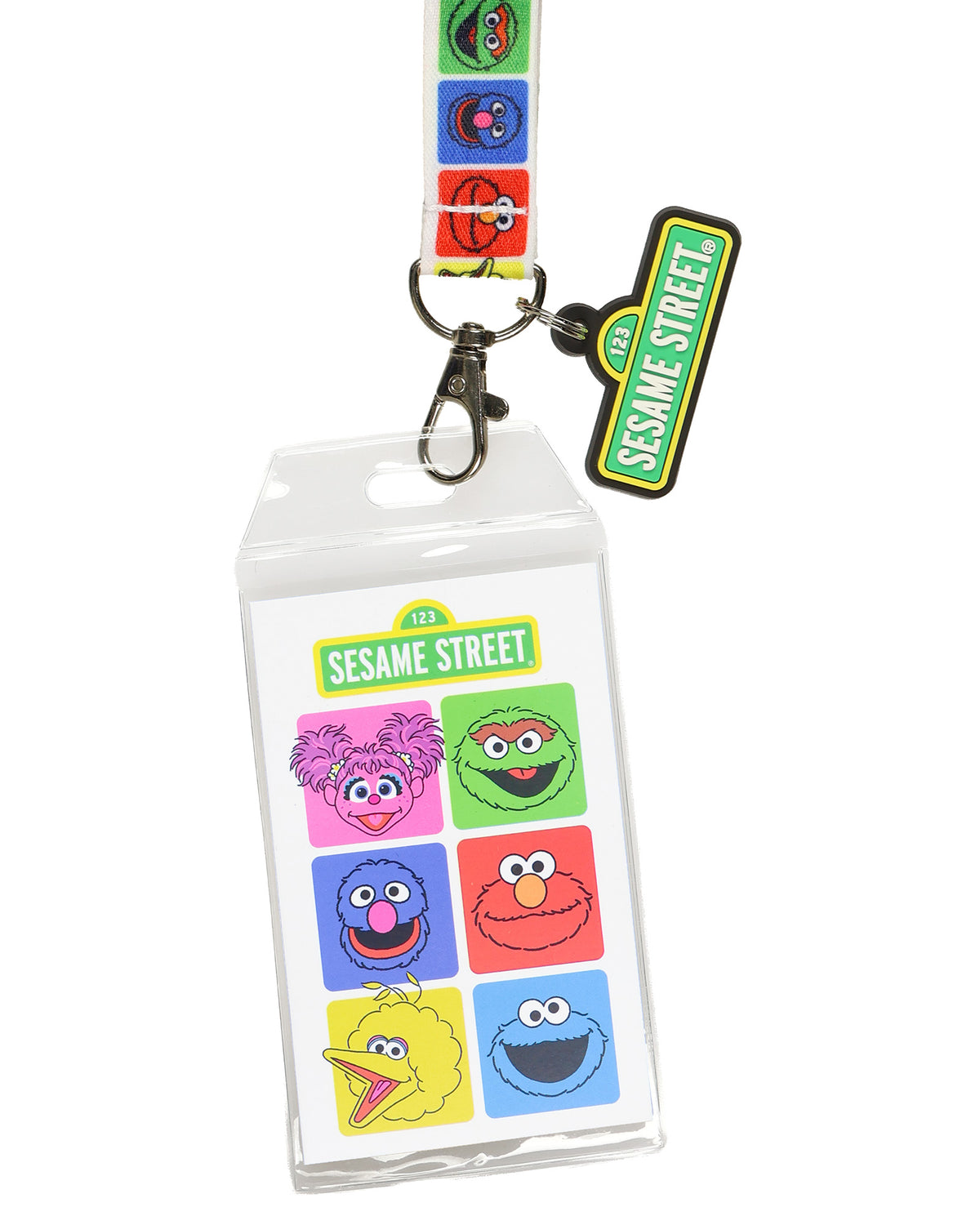 Sesame Street Lanyard Friendly Faces Breakaway Clear ID Badge Holder with Charm