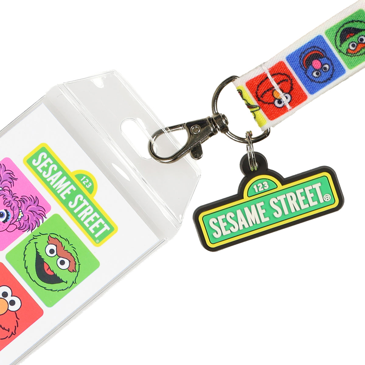 Sesame Street Lanyard Friendly Faces Breakaway Clear ID Badge Holder with Charm