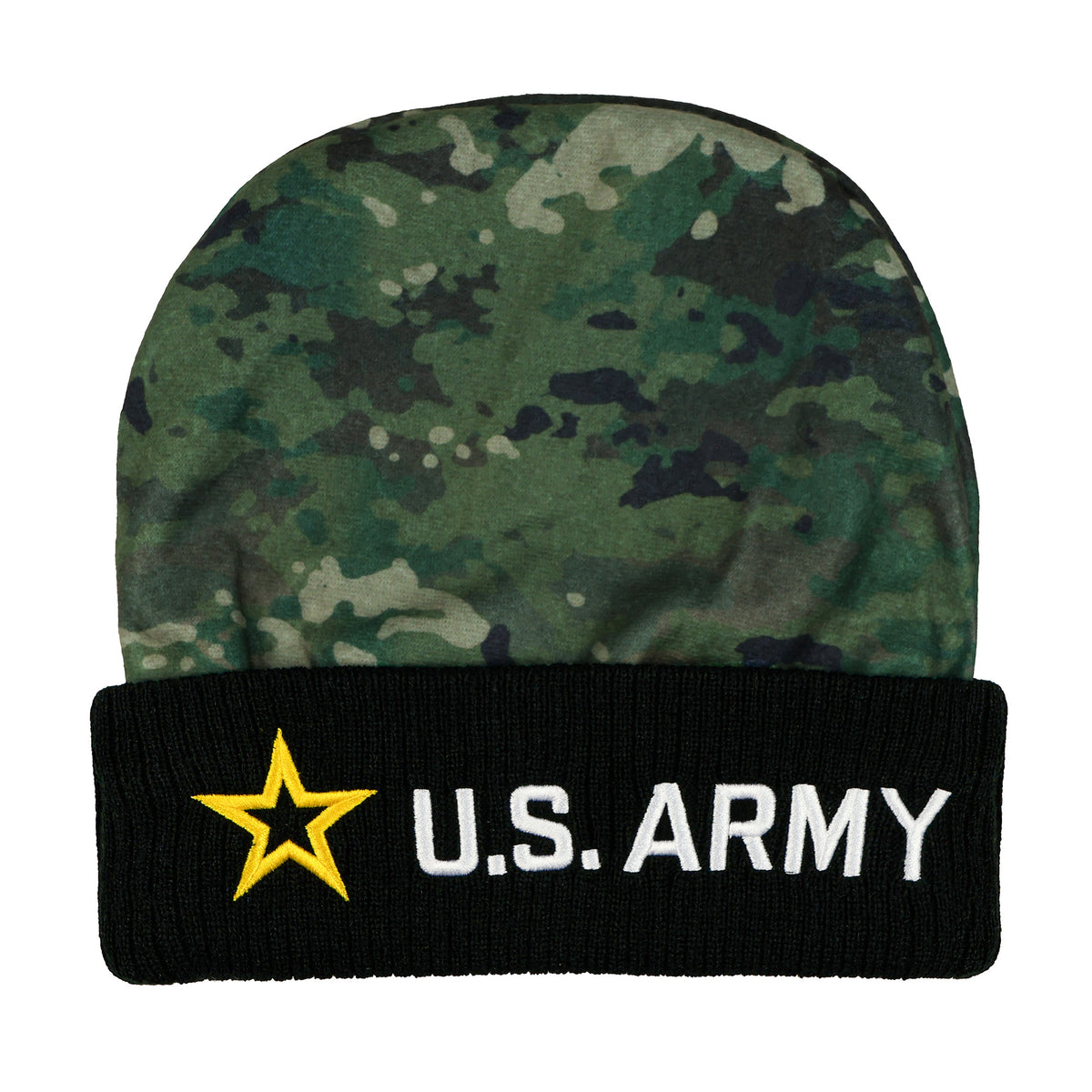U.S. Army Beanie Star Logo Design with Camo Overlay Adult Knit Hat, OSFM