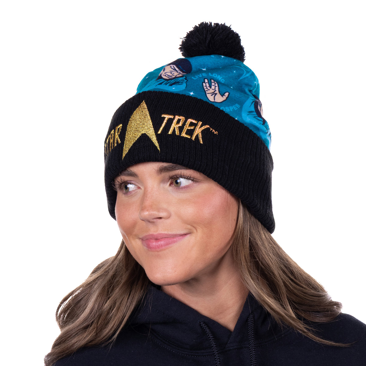 Star Trek Beanie Mr. Spock Adult Pom Pom Cuff Knit Hat, OSFM