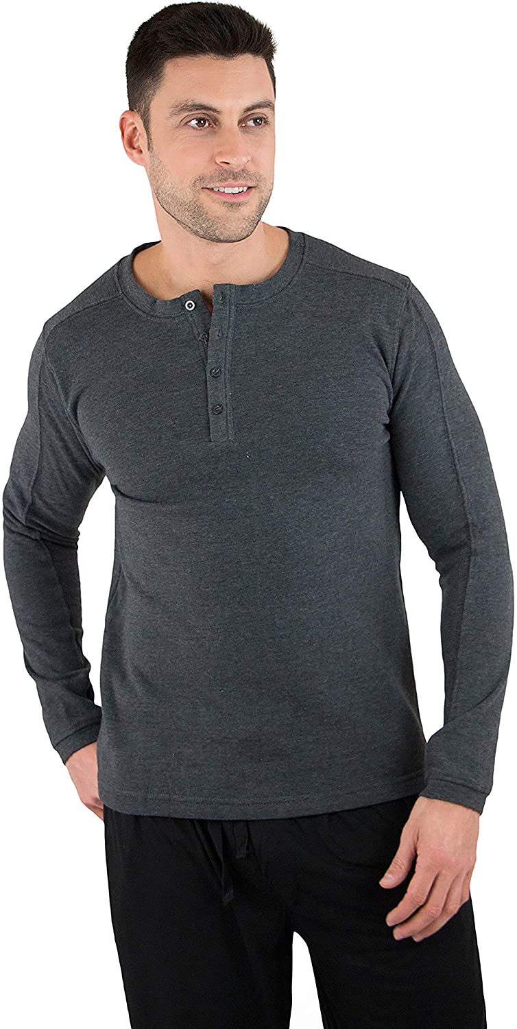Mens Lofty French Fleece Sleep Top Charcoal