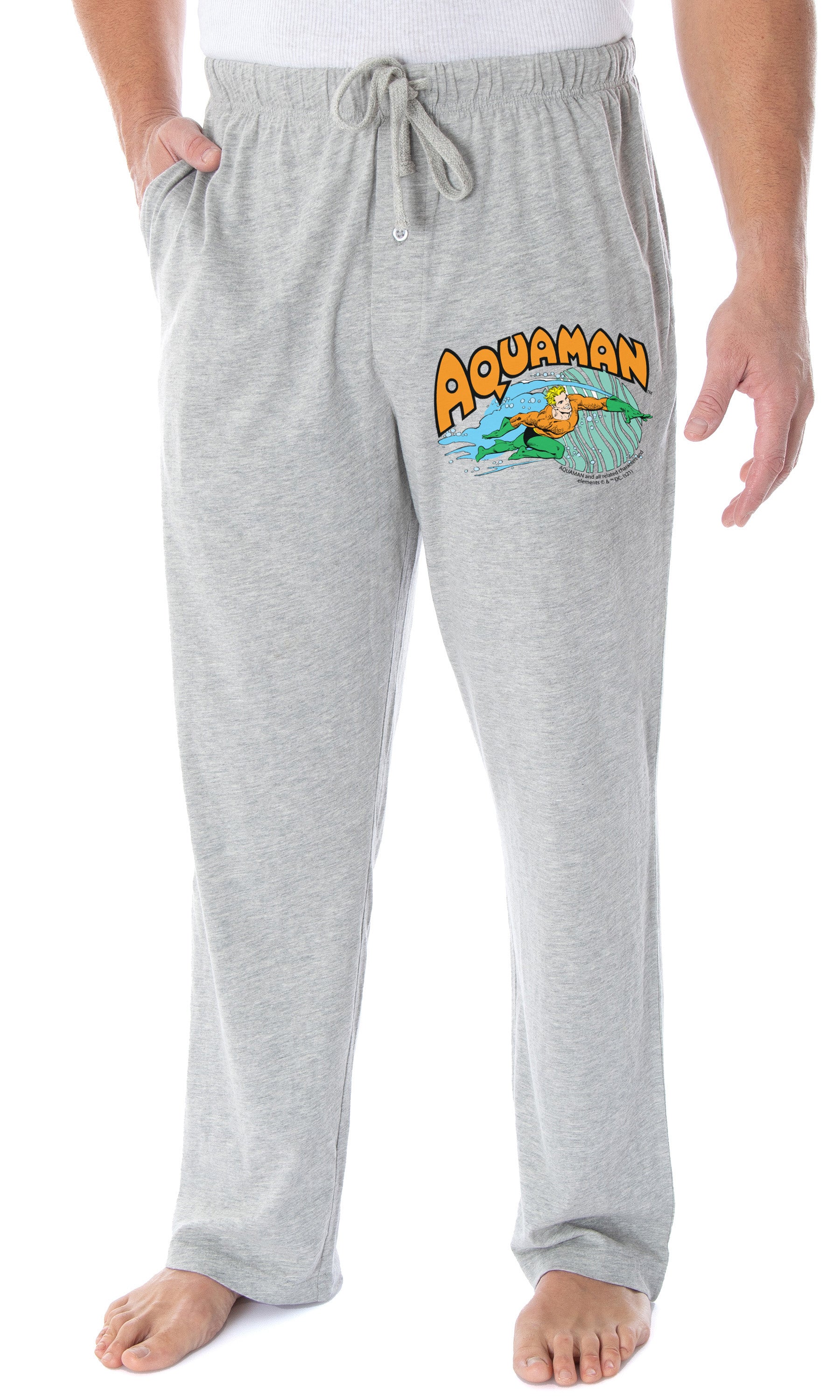DC Comics Men's Vintage Aquaman Character And Logo Loungewear Pajama Pants