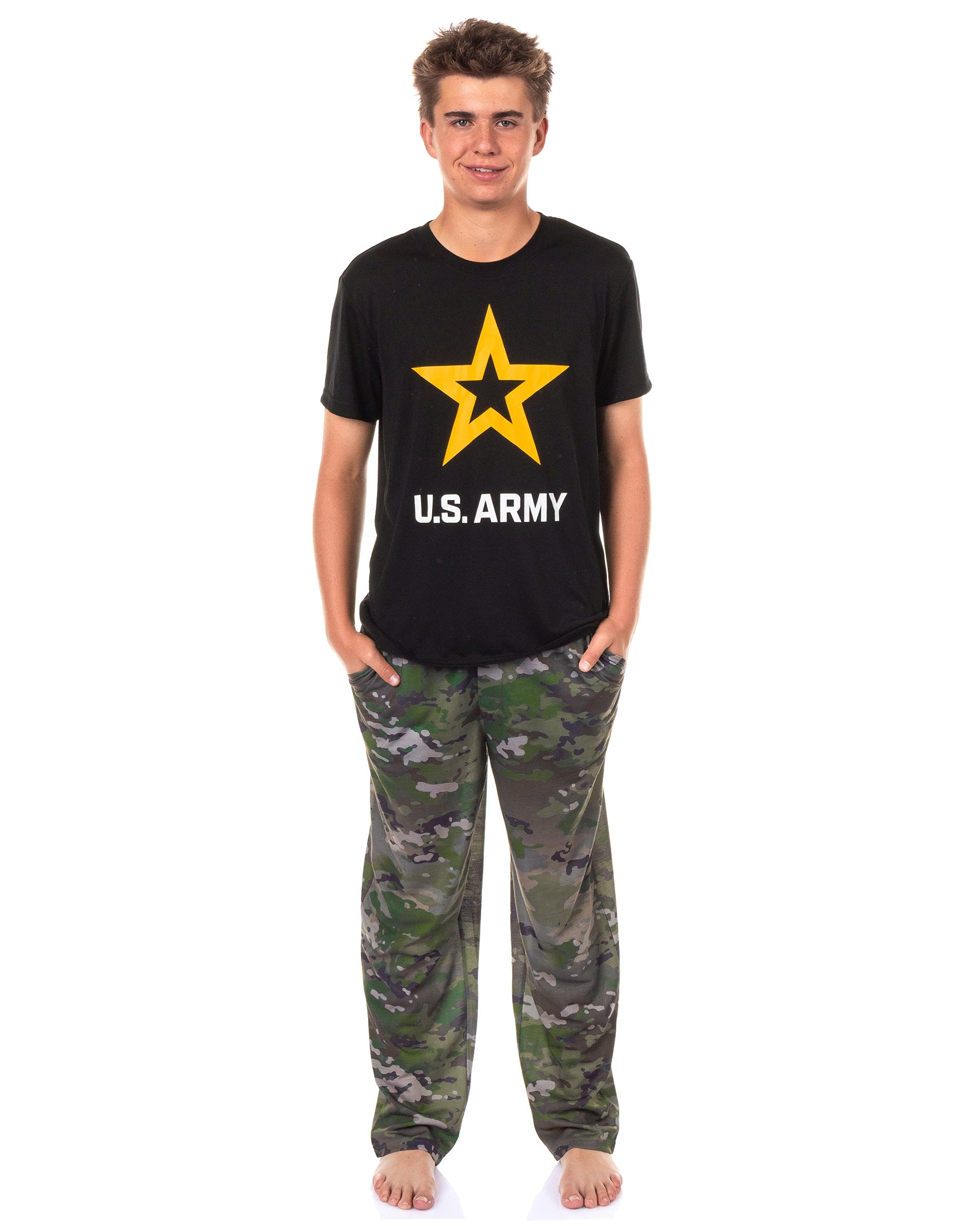 U.S. Army Pajamas Men's Logo Camo Design Lounge Sleep Set