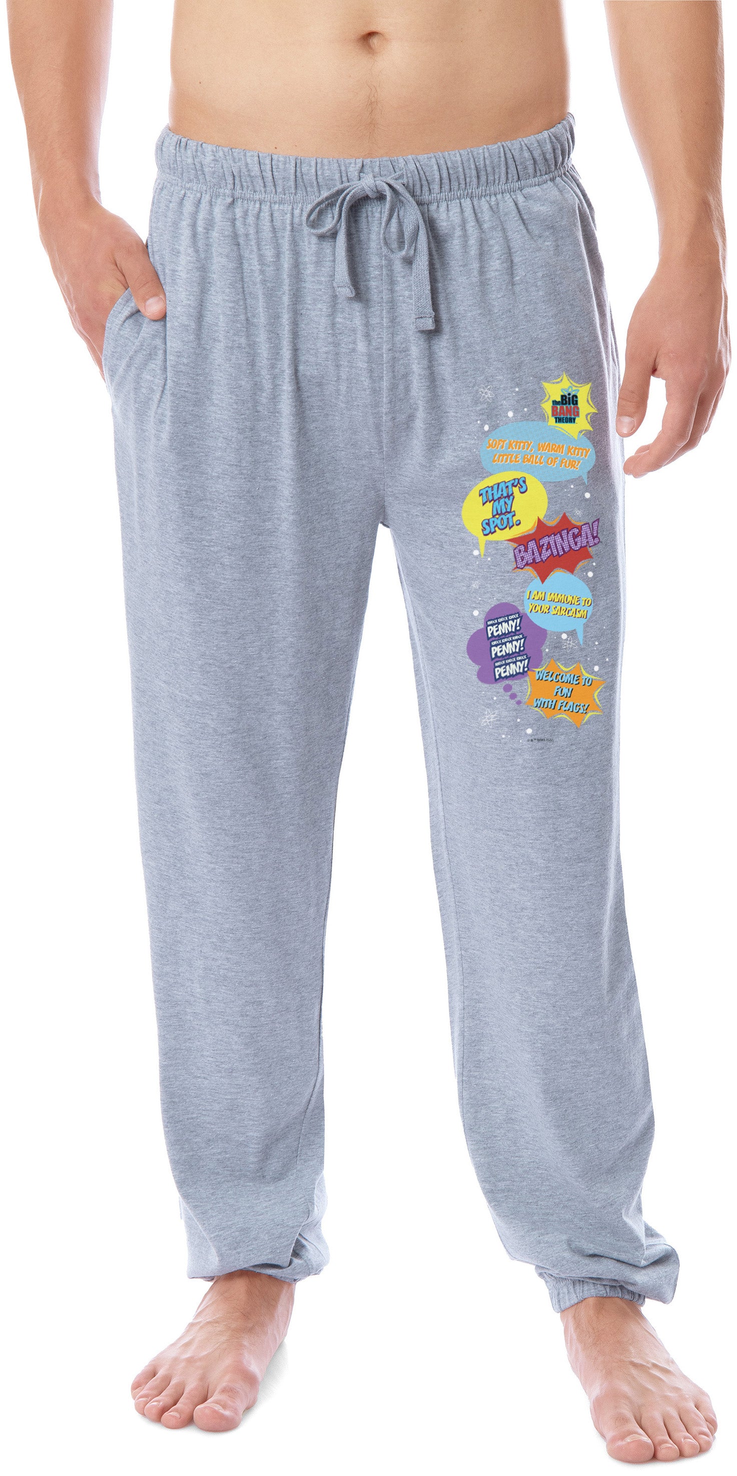 The Big Bang Theory Mens' Bazinga! Comic Sayings Jogger Pajama Pants