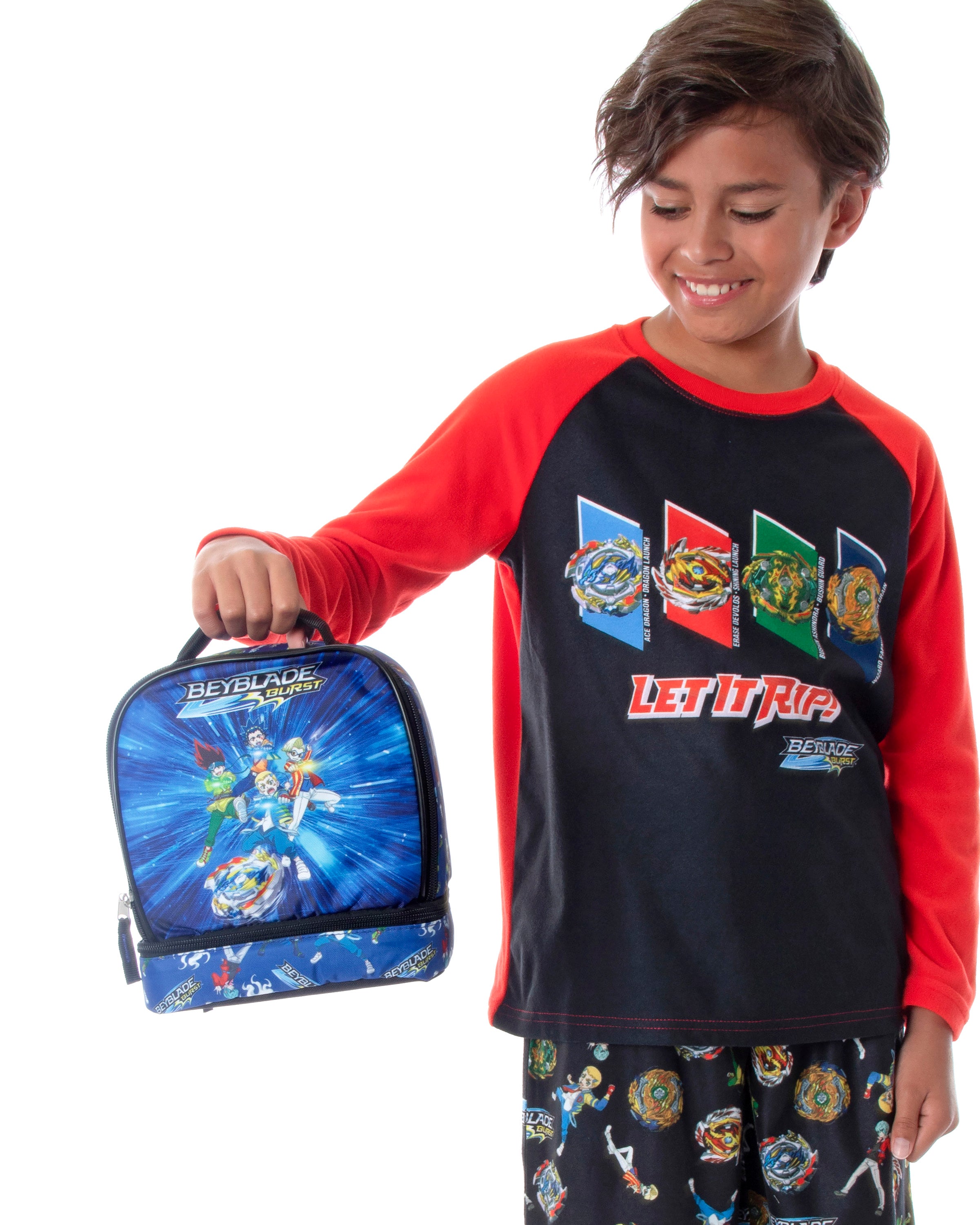 Beyblade Burst Spinner Top Anime Characters Insulated Dual Compartment Lunch Bag